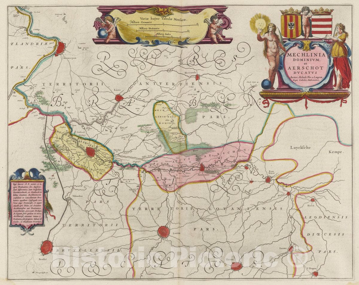 Historic Map : Belgium, Mechlinia Dominivm, et Aerschot Dvcatvs, 1665 Atlas , Vintage Wall Art