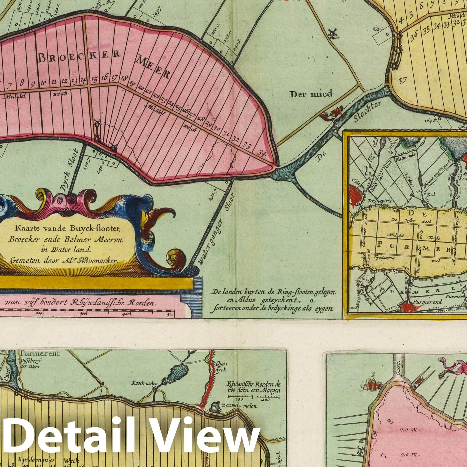 Buyck-slooter, Purmer, and Byllemer Lakes, Netherlands, 1665 - Historical Map Print