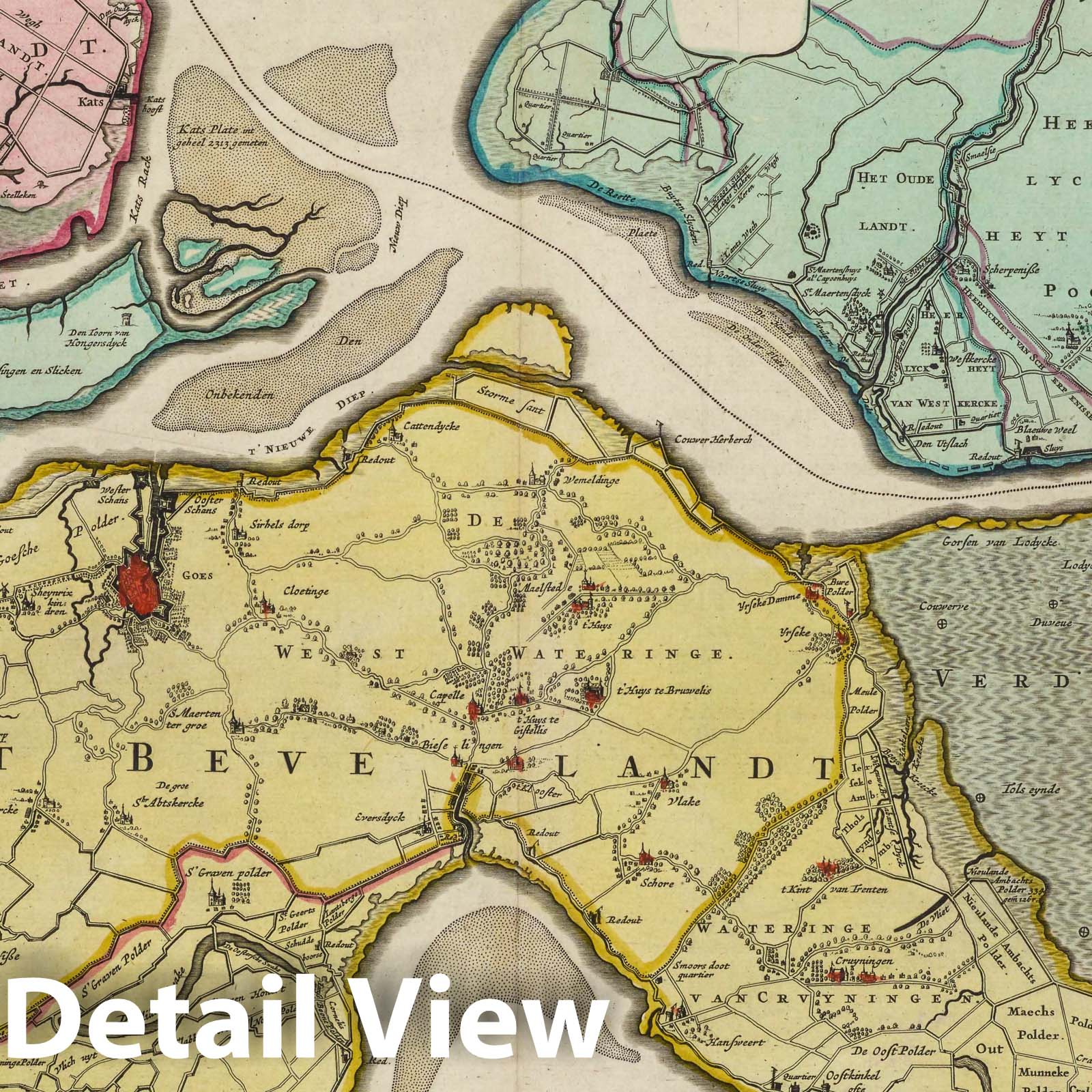 Bevelands and Wolfersdyck, Netherlands, 1665 - Historical Map Reproduction