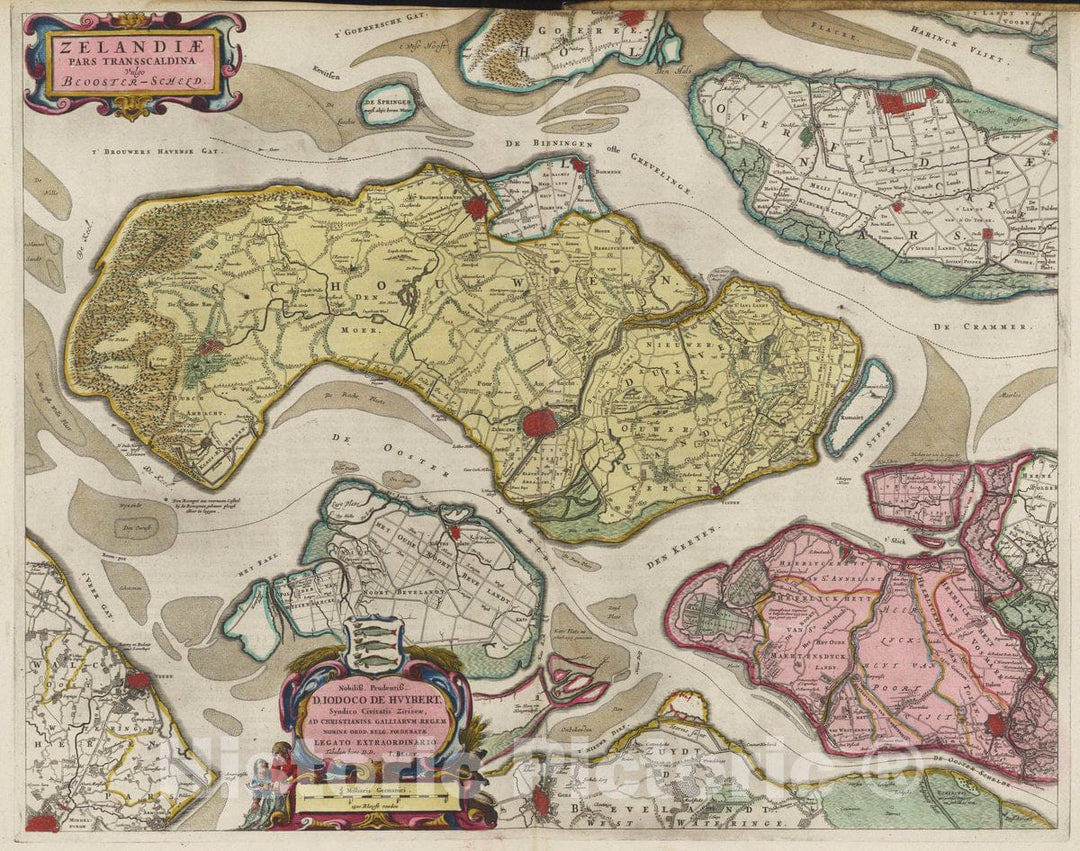 Historic Map : Netherlands, Zelandiae Pars Transscaldina, 1665 Atlas , Vintage Wall Art