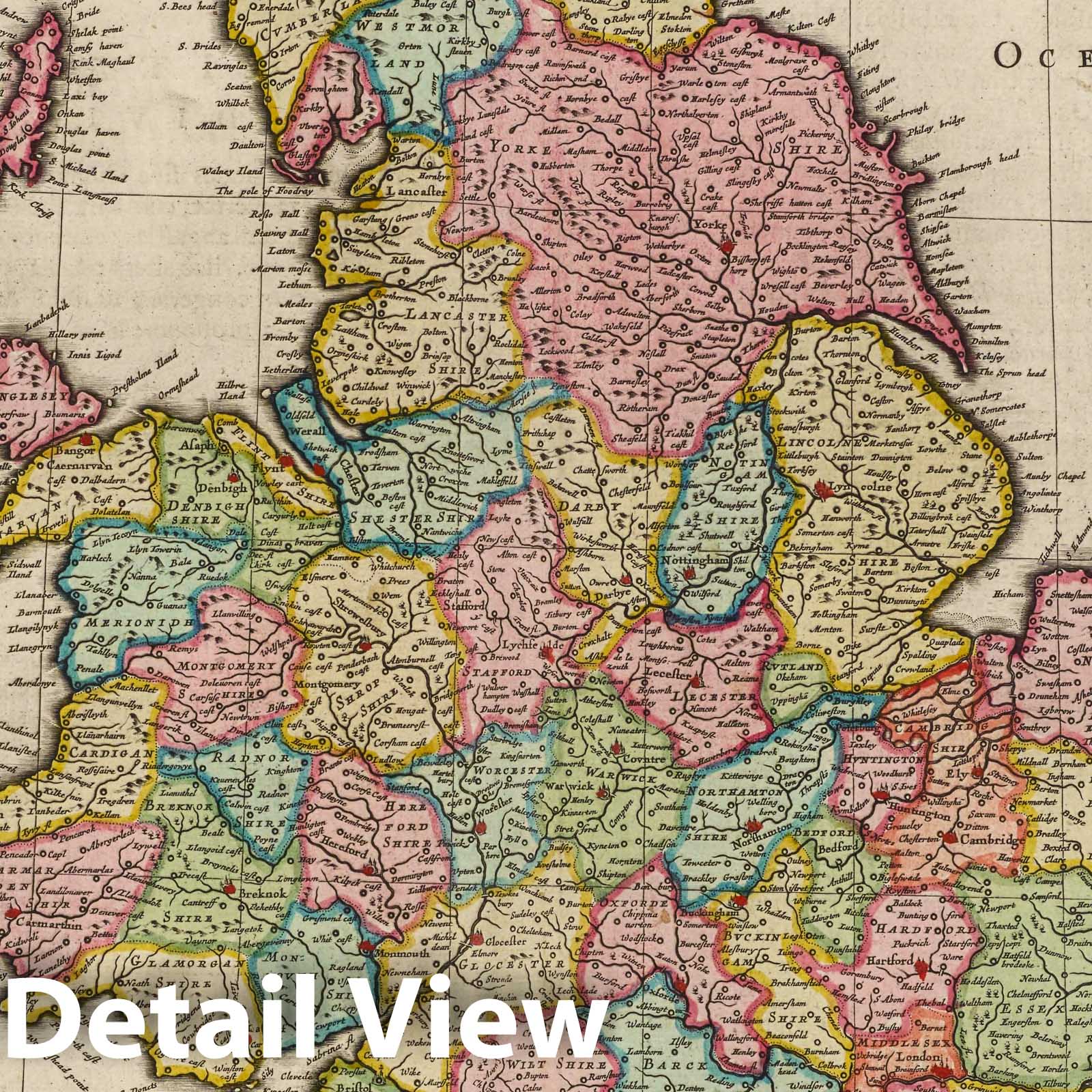 England, 1665 - Historical Map Print