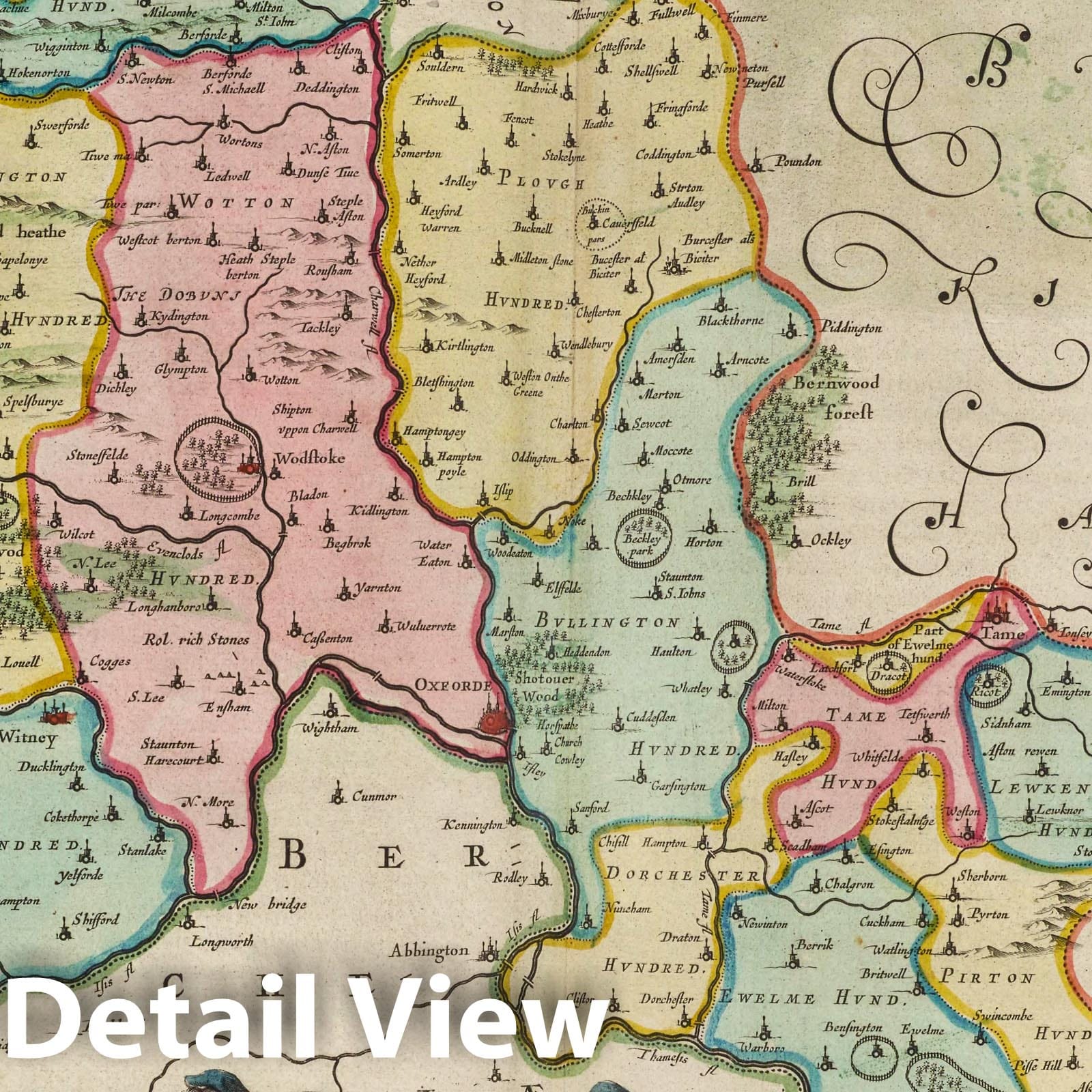 Oxfordshire, 1665 - Historical Map Print from Blaeu's Atlas Maior
