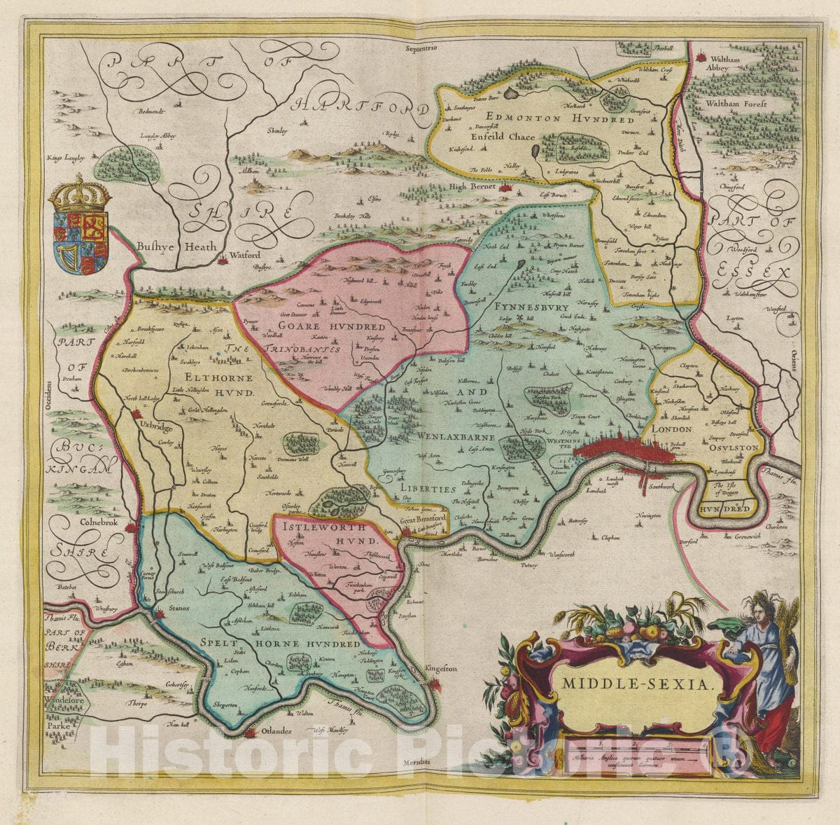 Historic Map : Atlas Maior Sive Cosmographia Blaviana, Qua Solvm, Salvm, Coelvm, Accvratissime Describvntvr. Middle-sexia, 1665 Atlas - Vintage Wall Art