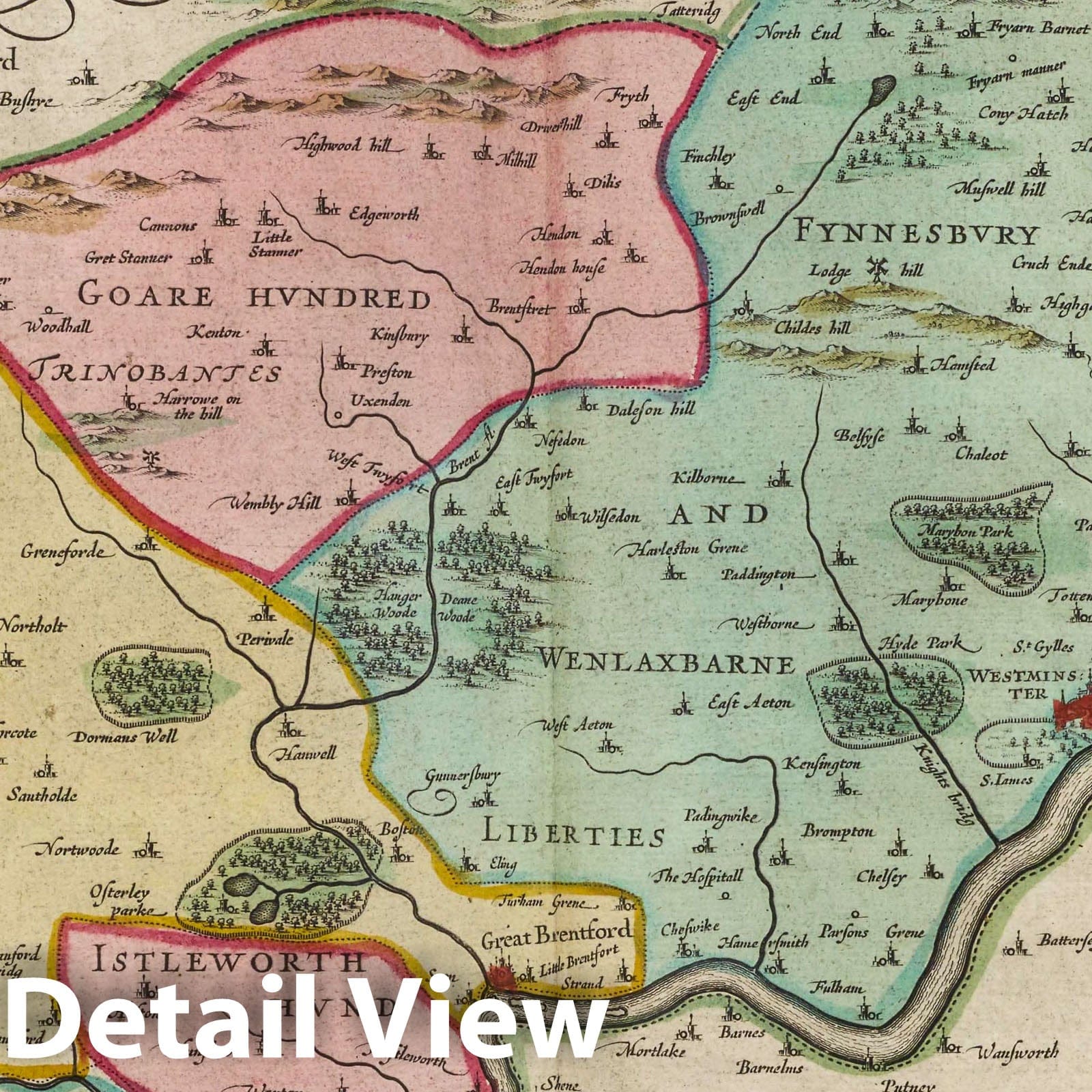 Middlesex, 1665 - Historical Map Print