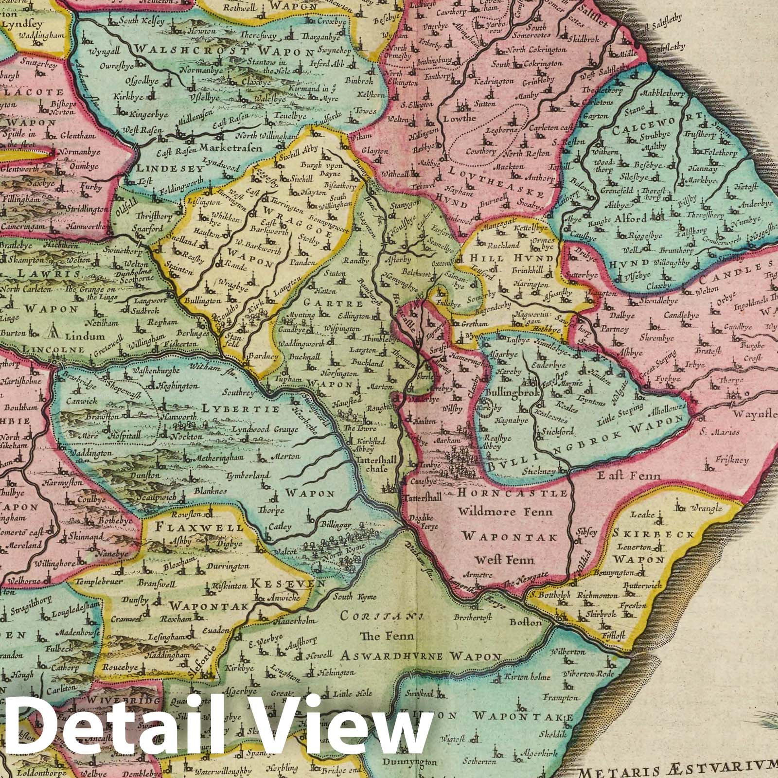 Lincolnshire, 1665 - Historical Map Print