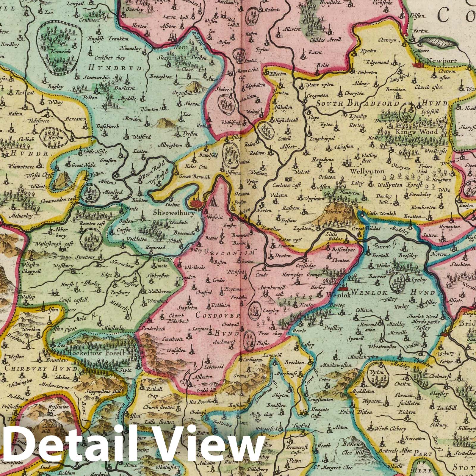 Shropshire, 1665 - Historical Map Print