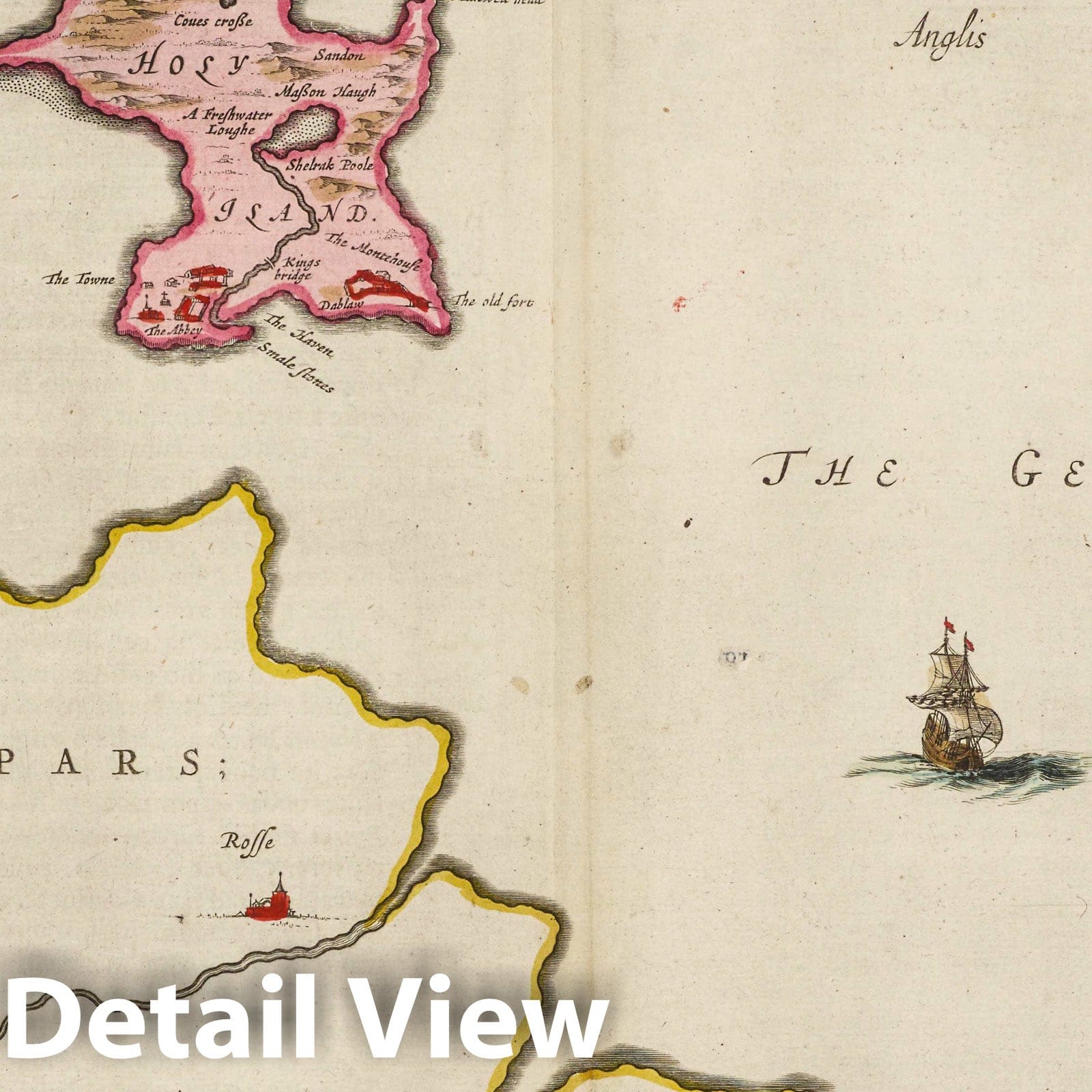 Lindisfarne Island, 1665 - Historical Map Print