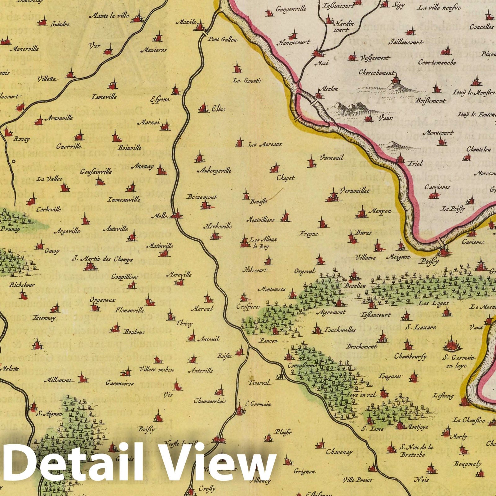 Yveline Region (France), 1665 - Historical Map Print from Blaeu's Atlas Maior