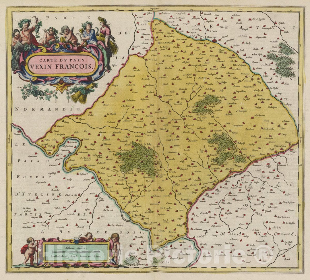 Historic Map : France, Carte Dv Pays Vexin Francois, 1665 Atlas , Vintage Wall Art