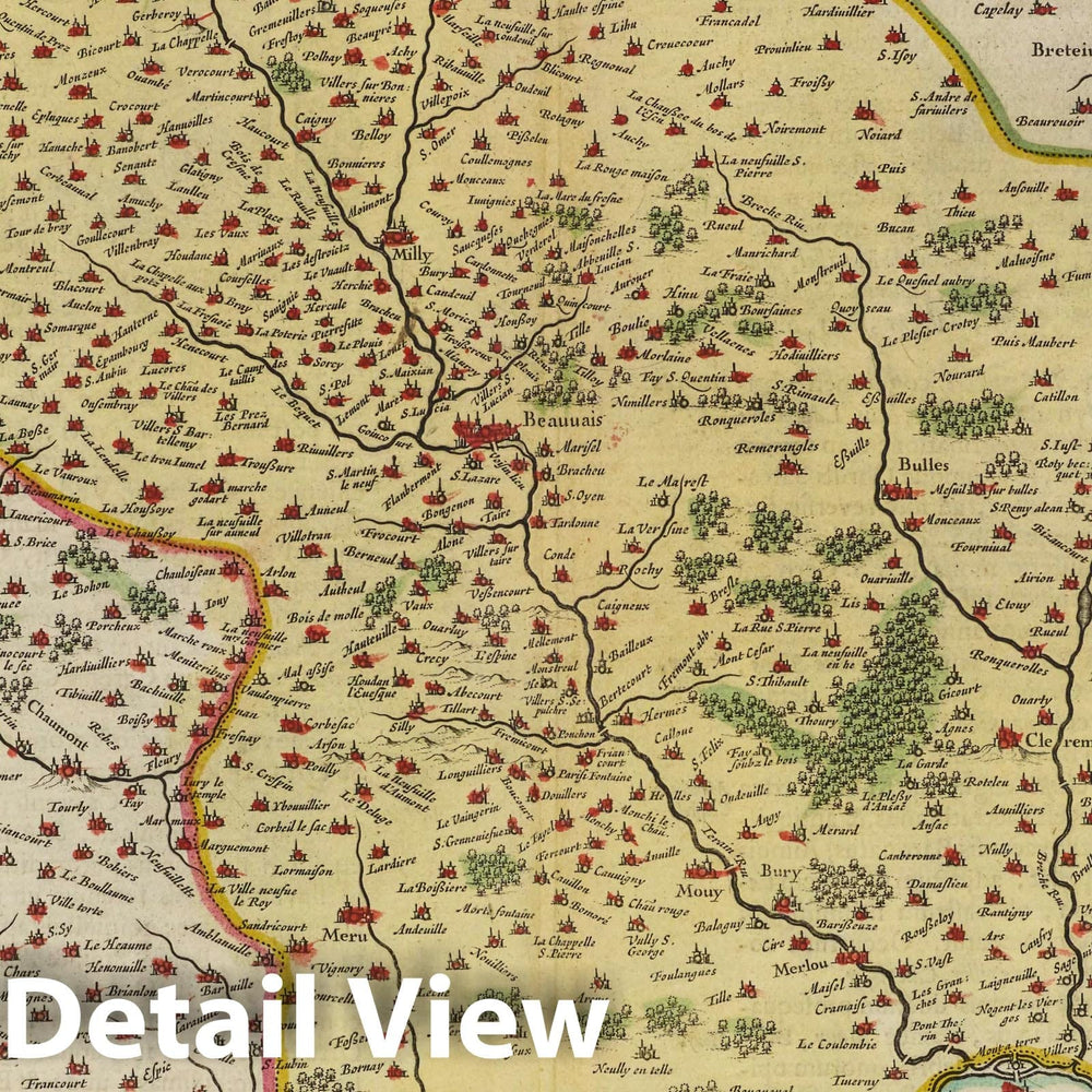Historic Map : France, Beauvais Region, France Comitatvs Bellovacvm, 1665 Atlas , Vintage Wall Art