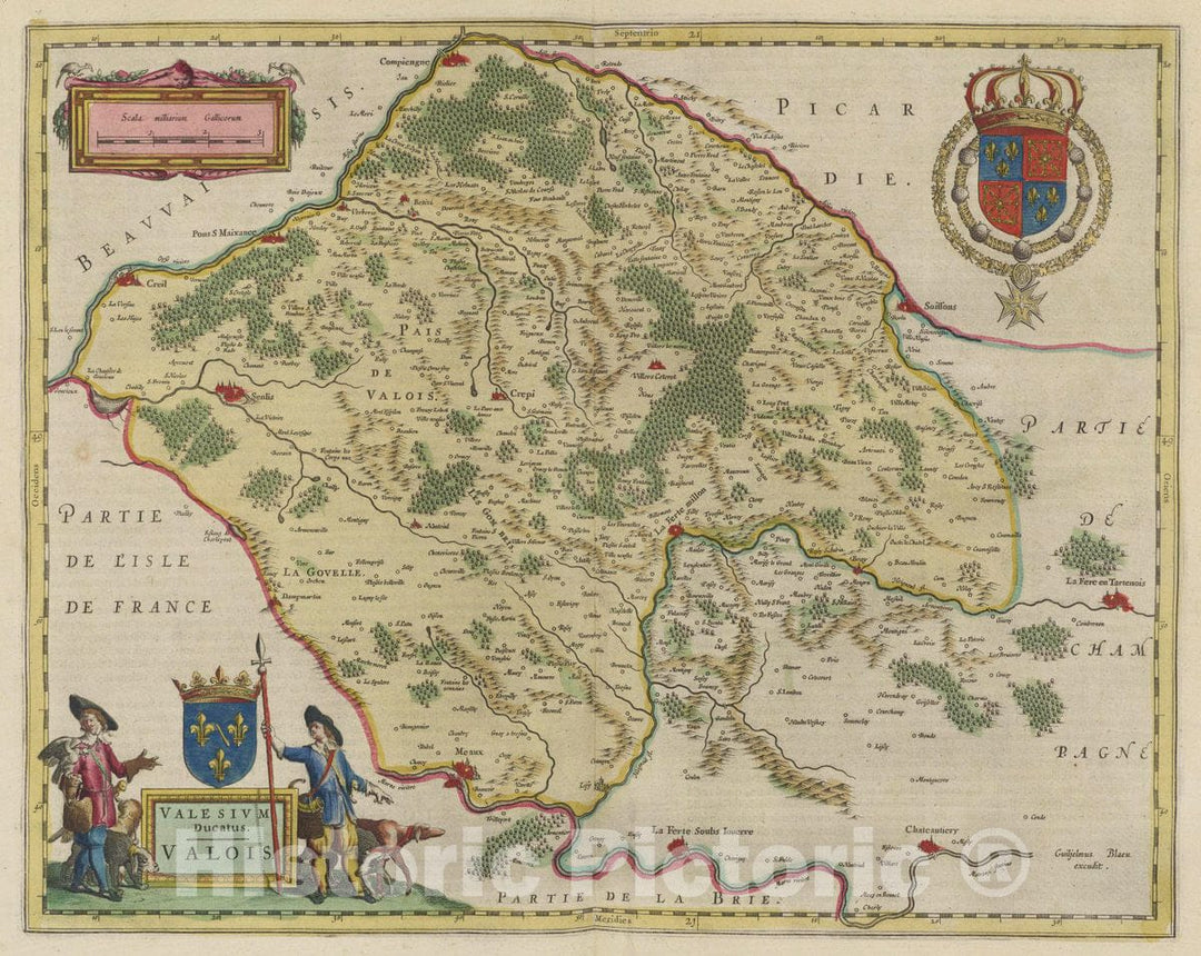 Historic Map : France, Valesivm Dvcatvs Valois, 1665 Atlas , Vintage Wall Art