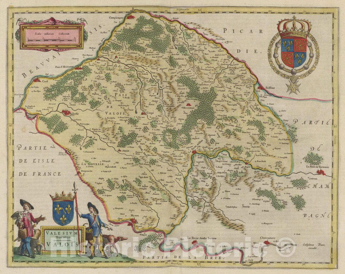 Historic Map : France, Valesivm Dvcatvs Valois, 1665 Atlas , Vintage Wall Art
