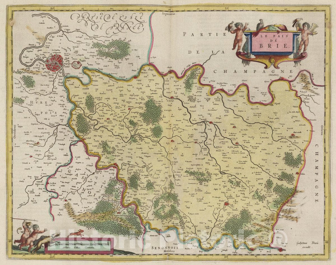 Historic Map : France, Brie Region, France Atlas Maior Sive Cosmographia Blaviana, Le Pais De Brie, 1665 Atlas , Vintage Wall Art