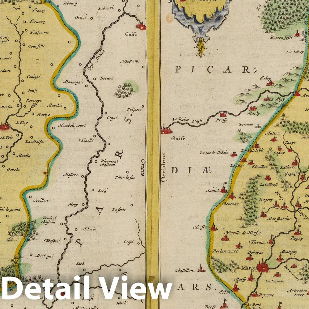 Historic Wall Map : France, Picardie, France [Left] Descriptio Veromandvorvm; [Right] Govvernement de la Cappelle, 1665 Atlas , Vintage Wall Art