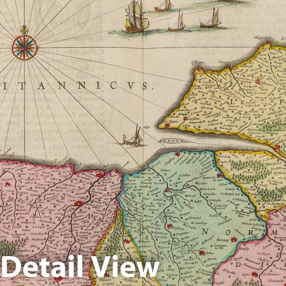 Historic Map : France, Normandie , France Atlas Maior Sive Cosmographia Blaviana, Normandia Dvcatvs, 1665 Atlas , Vintage Wall Art