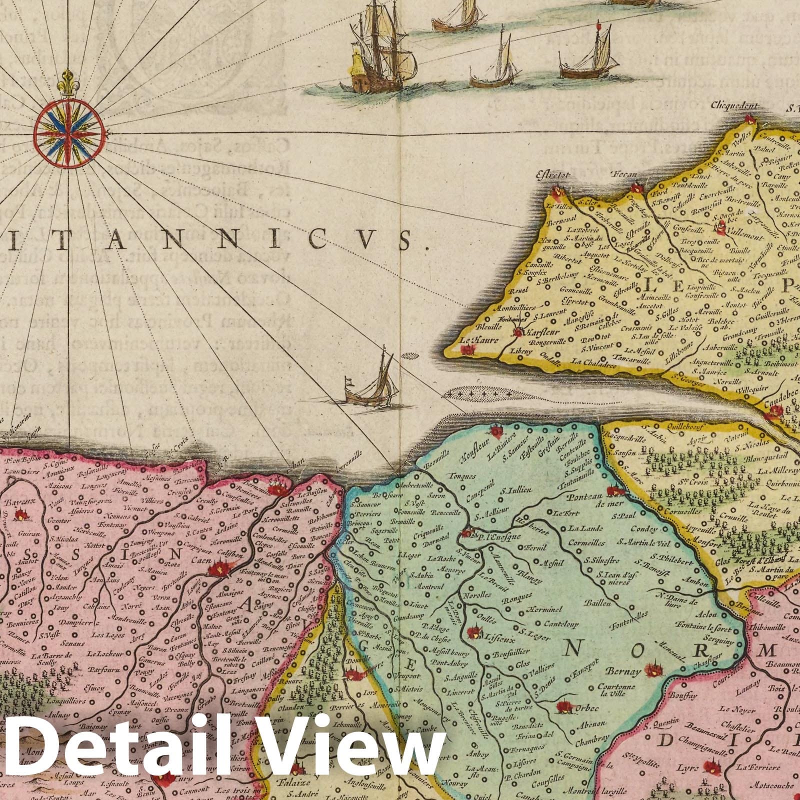 Normandy, 1665 - Historical Map Print from Blaeu's Atlas Maior