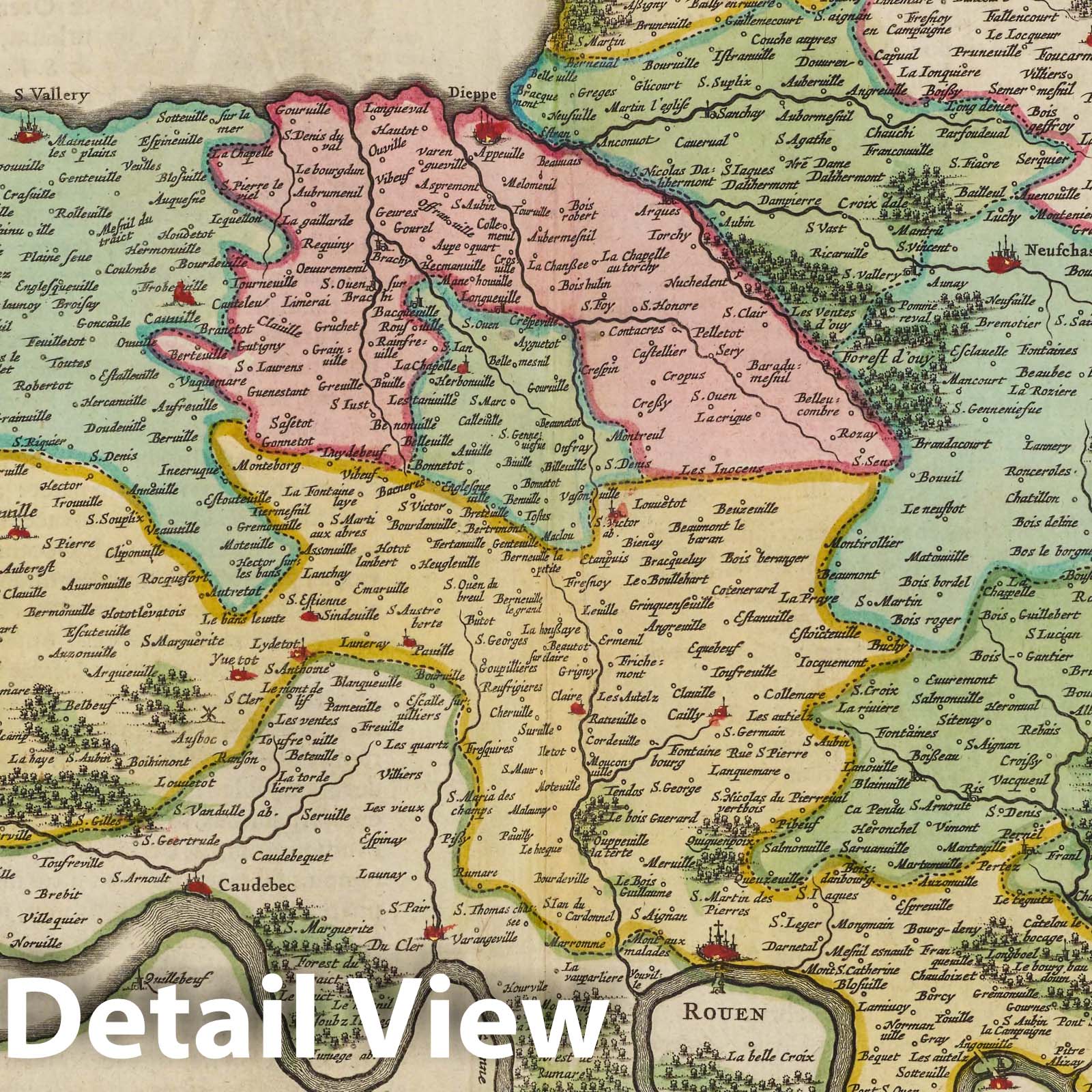 Pays de Caux, 1665 - Historical Map Print from Blaeu's Atlas Maior