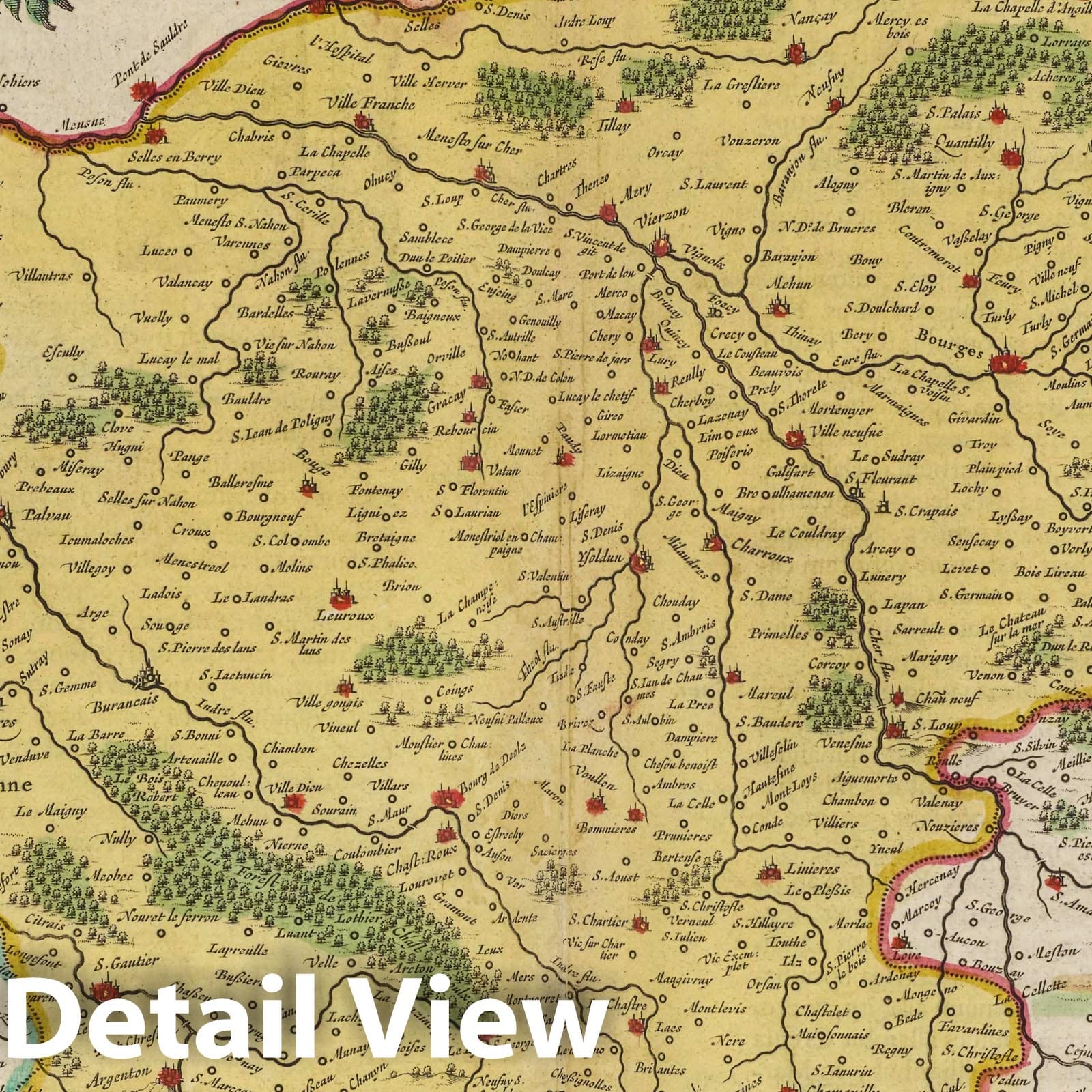 Historic Map : France, Berry Region , France Bitvricvm Dvcatvs Dvche De Berri, 1665 Atlas , Vintage Wall Art
