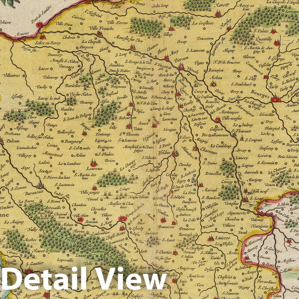 Historic Map : France, Berry Region , France Bitvricvm Dvcatvs Dvche De Berri, 1665 Atlas , Vintage Wall Art