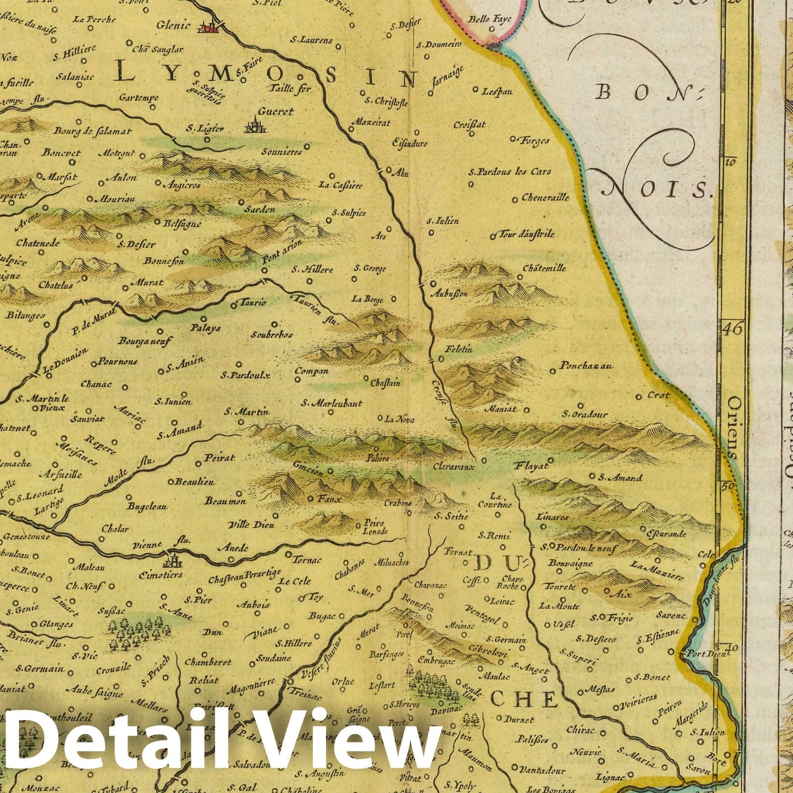 Historic Map : France, Limousin Region , France [Left[ Lemovicvm; [Right] Topographia Liminiae , Vintage Wall Art