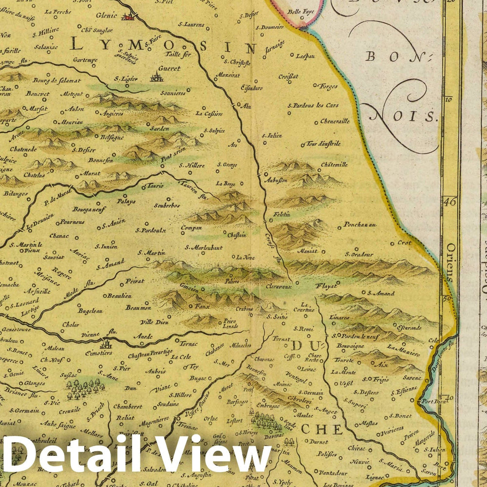 Historic Map : France, Limousin Region , France [Left[ Lemovicvm; [Right] Topographia Liminiae , Vintage Wall Art