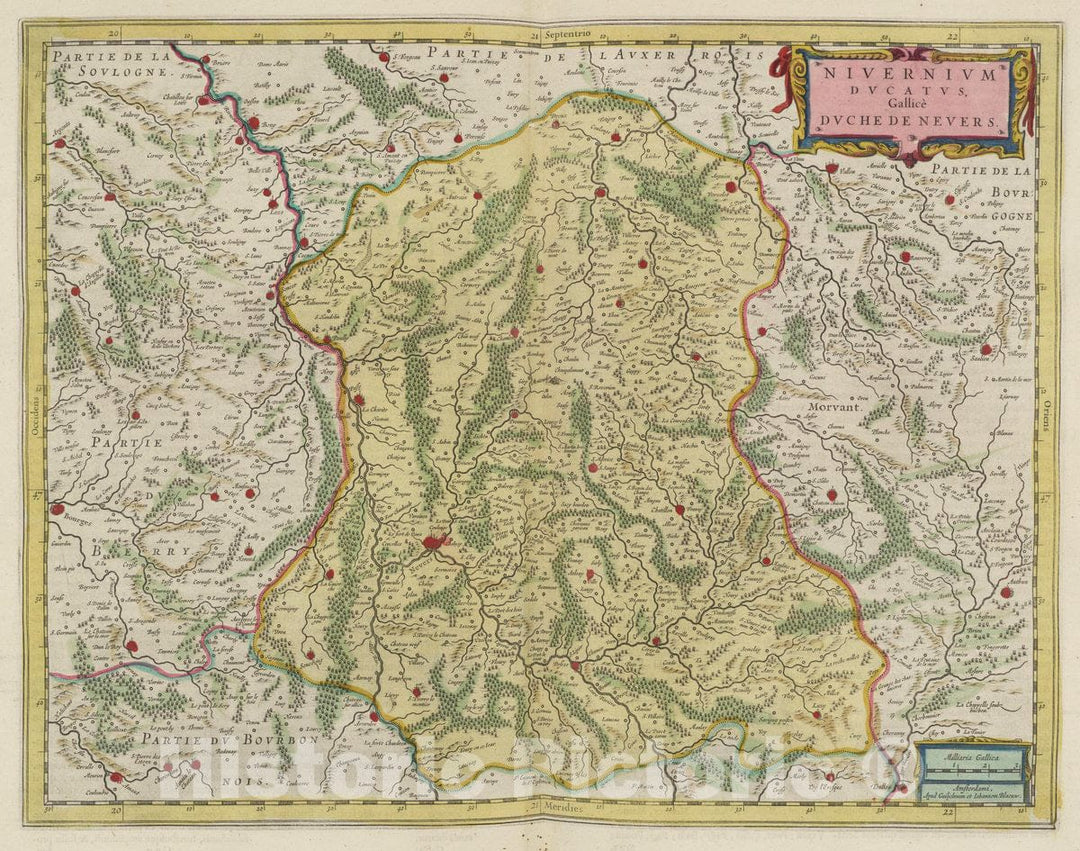 Historic Map : France, Nevers Region , France Atlas Maior Sive Cosmographia Blaviana, Vintage Wall Art