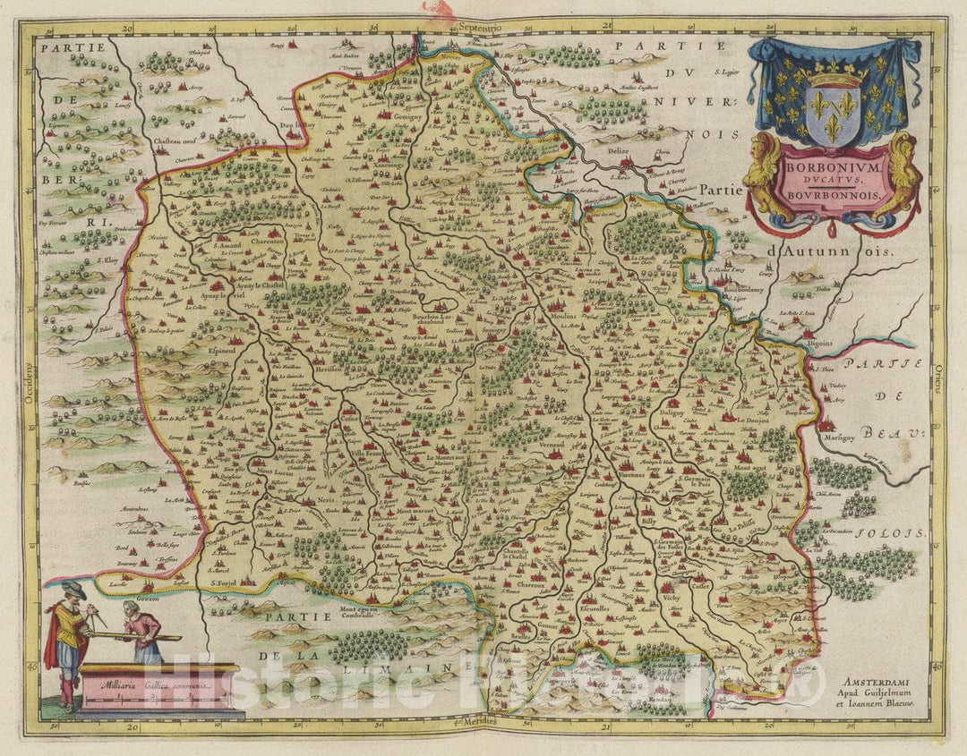 Historic Map : France, Atlas Maior Sive Cosmographia Blaviana, Qua Solvm, Salvm, Coelvm, Accvratissime Describvntvr. Borbonivm Dvcatvs, 1665 Atlas , Vintage Wall Art