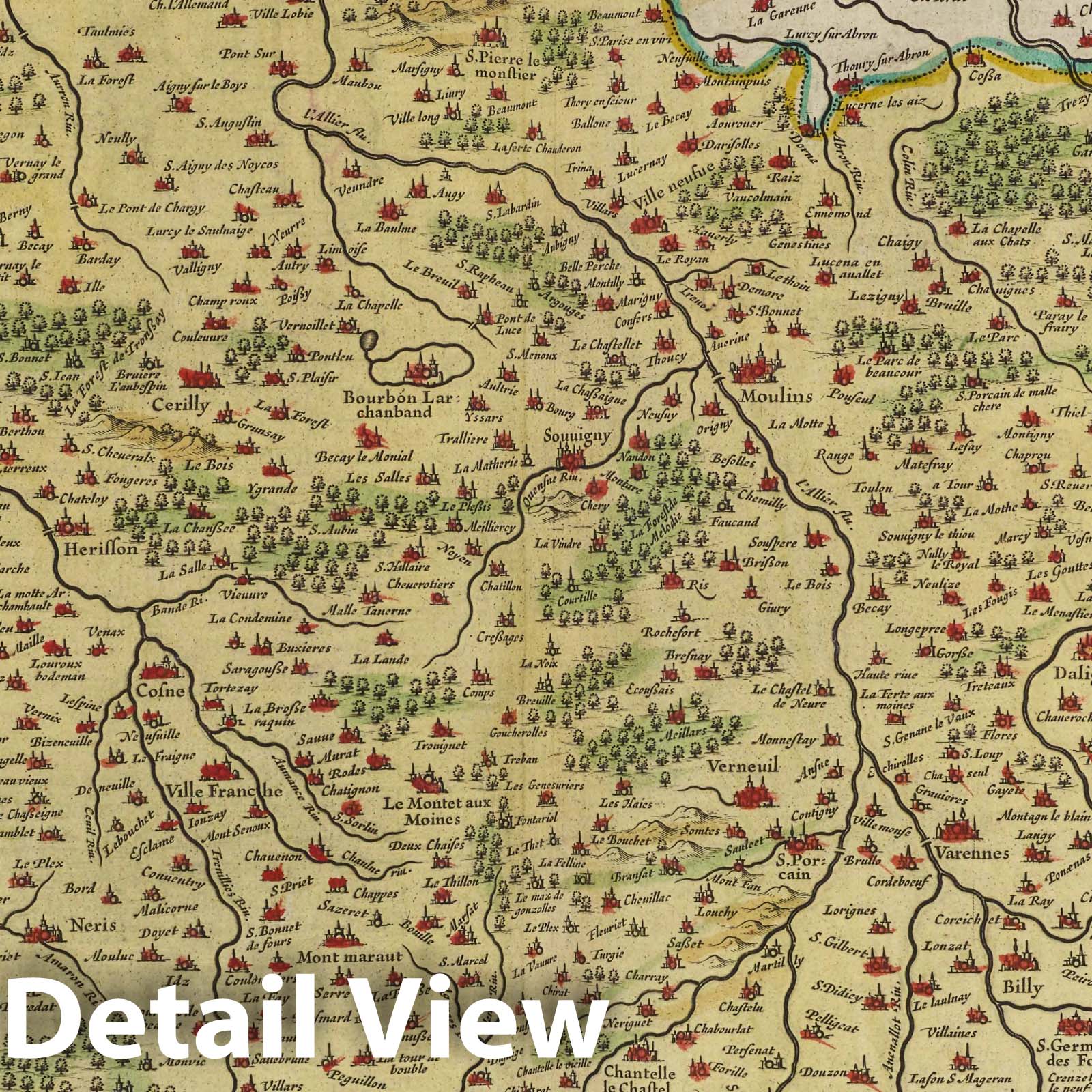 Bourbonnais, 1665 - Historical Map Print from Blaeu's Atlas Maior