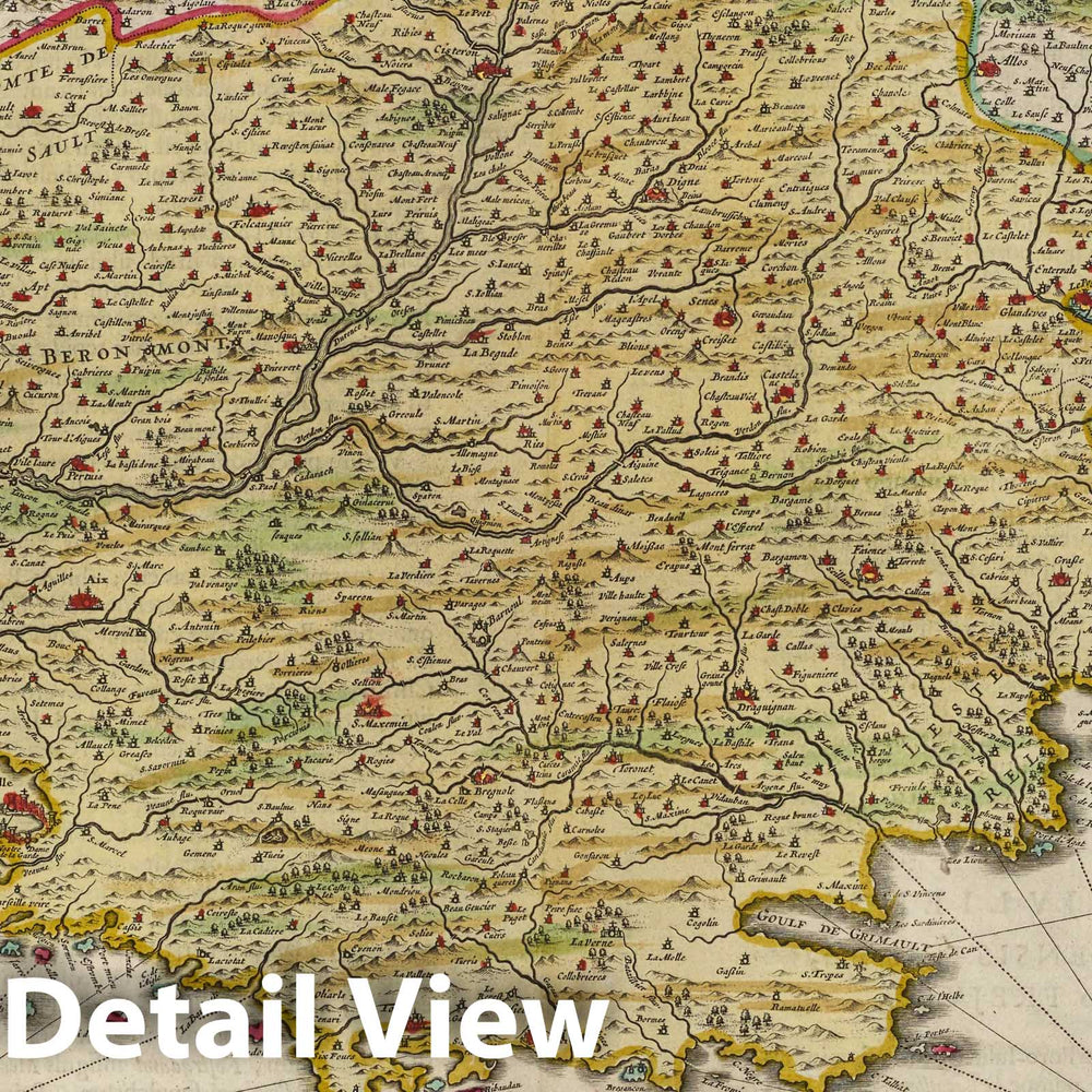Historic Wall Map : France, Provence , France Atlas Maior Sive Cosmographia Blaviana, 1665, Vintage Wall Art