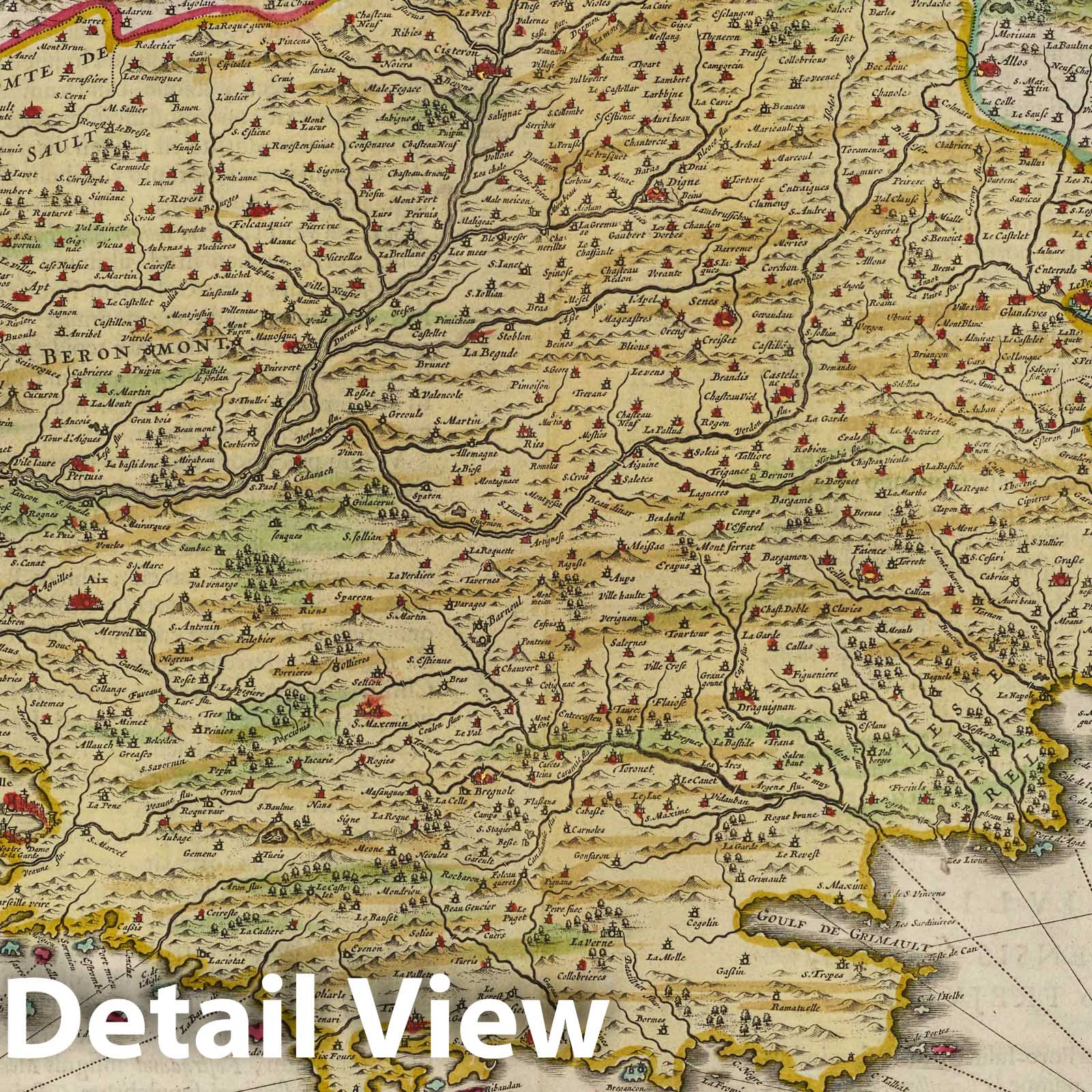 Provence, France 1665 Historical Map Print