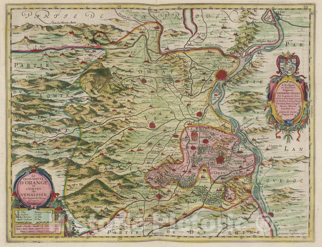 Historic Map : France, Orange Region , France La Principavt?D'Orange, 1665 Atlas , Vintage Wall Art