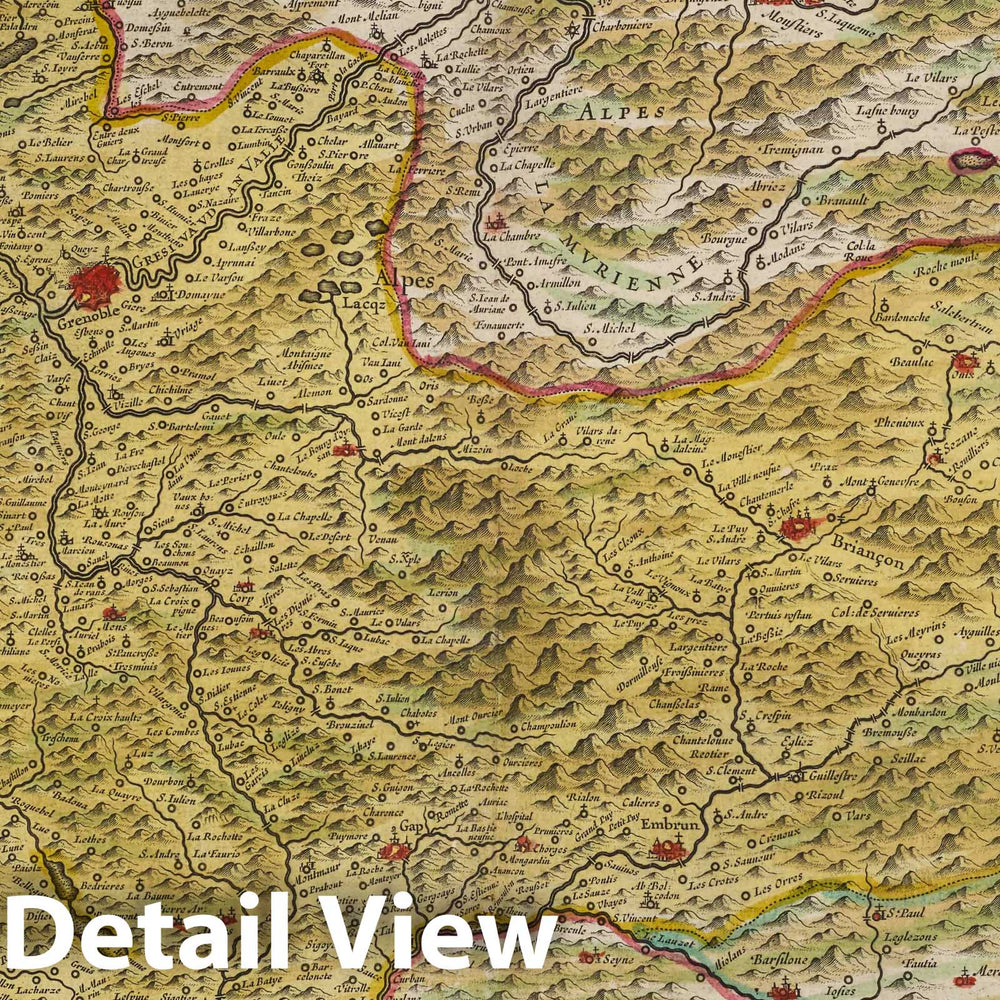 Historic Map : France, Dauphine Region , France Delphinatvs vulgo Davphin? 1665 Atlas , Vintage Wall Art