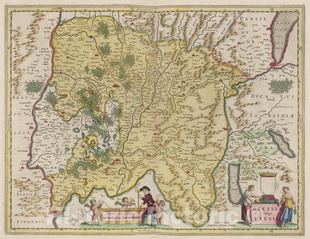 Historic Map : France, Bresse Region , France Atlas Maior Sive Cosmographia Blaviana, Bressia Vulgo Bresse, 1665 Atlas , Vintage Wall Art