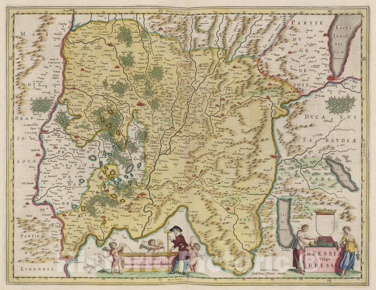 Historic Map : France, Bresse Region , France Atlas Maior Sive Cosmographia Blaviana, Bressia Vulgo Bresse, 1665 Atlas , Vintage Wall Art