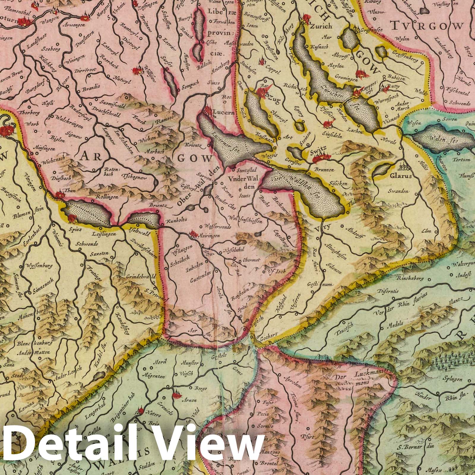 Switzerland, 1665 - Historical Map Print from Blaeu's Atlas Maior
