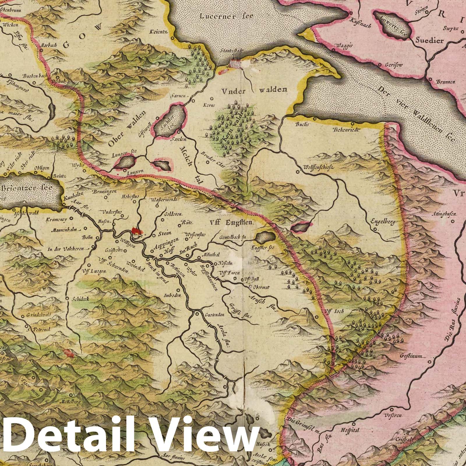 Aargau and Zurich, Switzerland 1665 - Historical Map Print