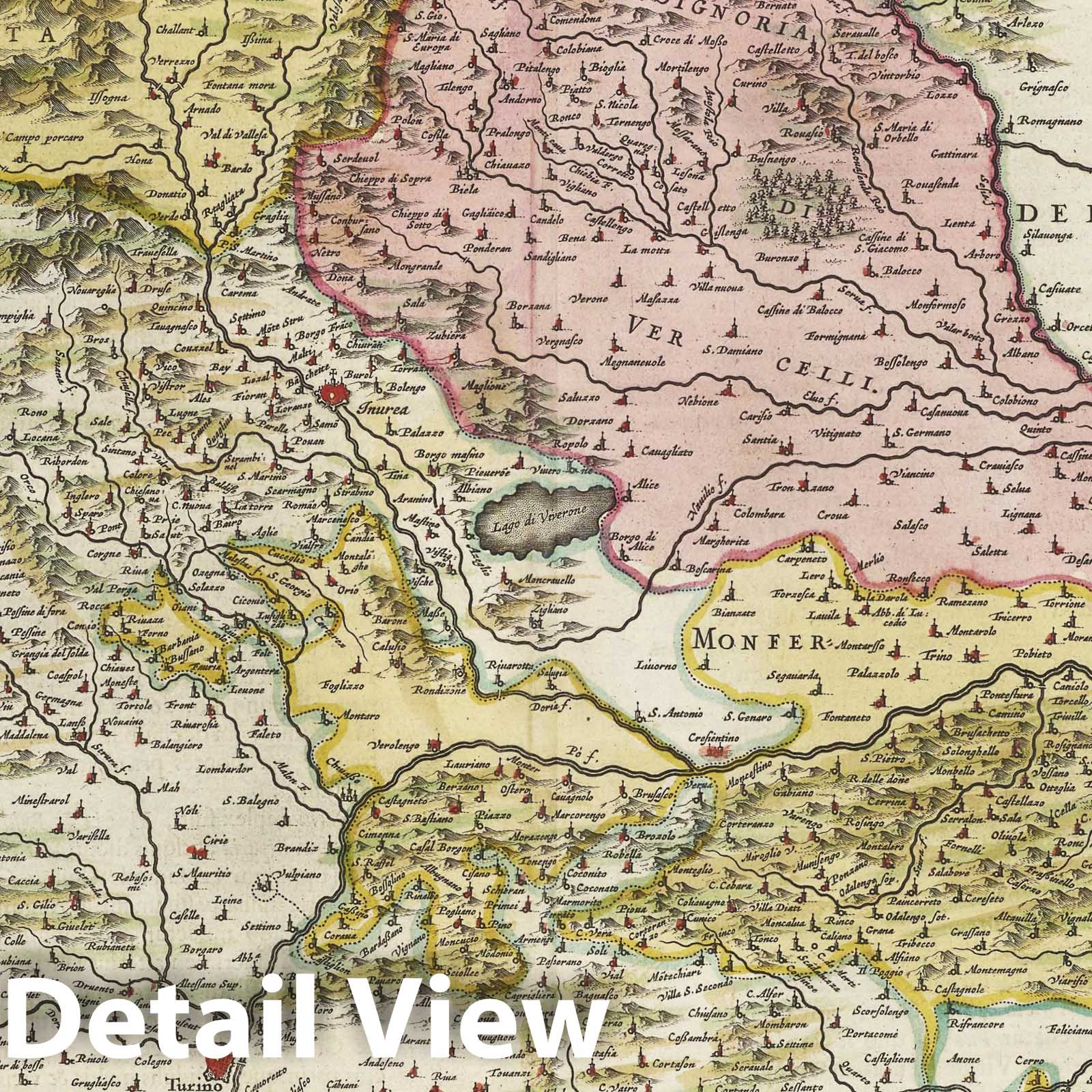 Piedmont (Italy), 1665 - Historical Map Print from Blaeu's Atlas Maior