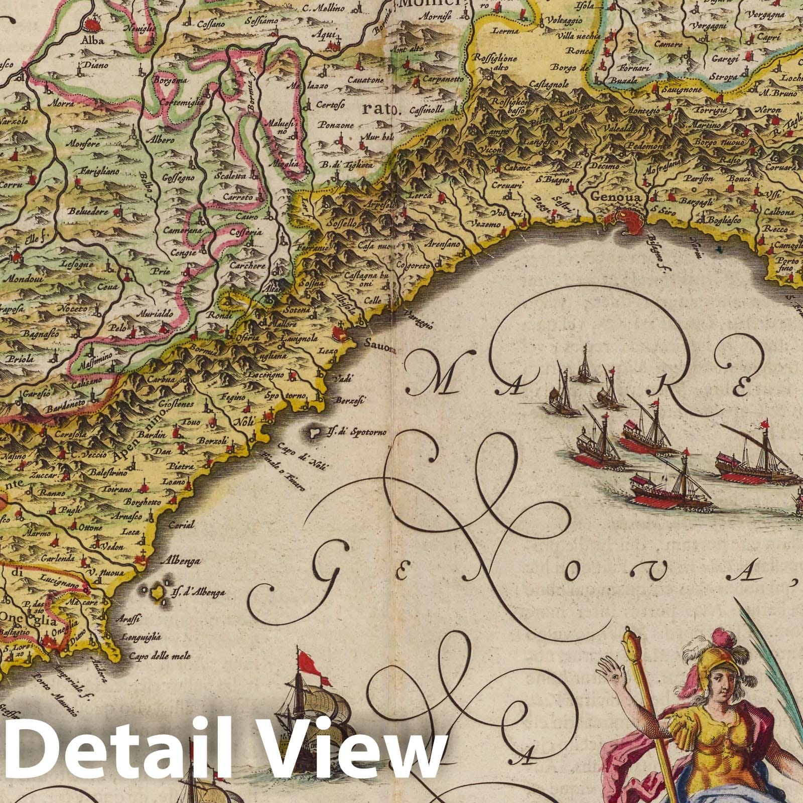 Liguria, Italy 1665 Historical Map Print