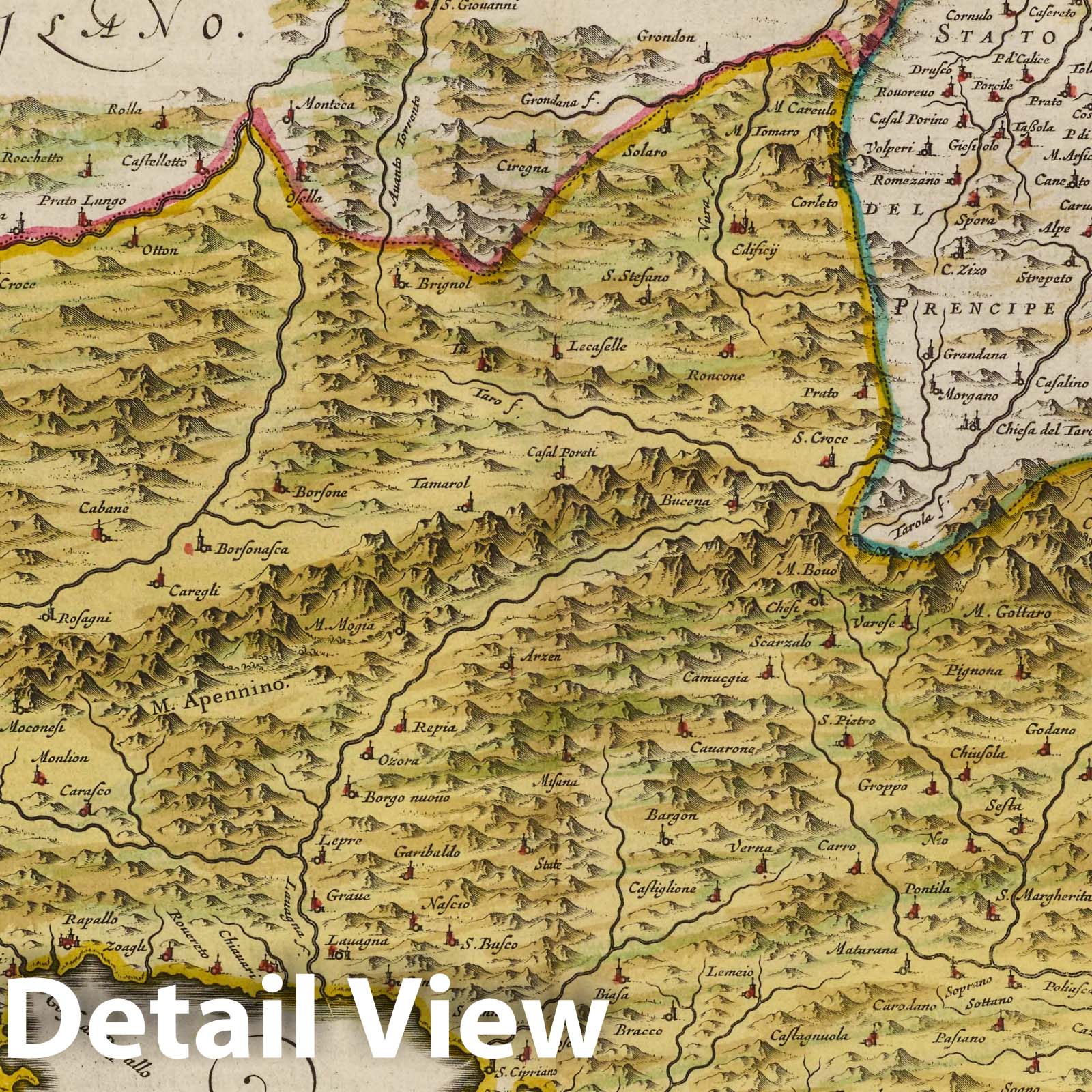 Genoa Riviera Levante, 1665 - Historical Map Print from Blaeu's Atlas Maior