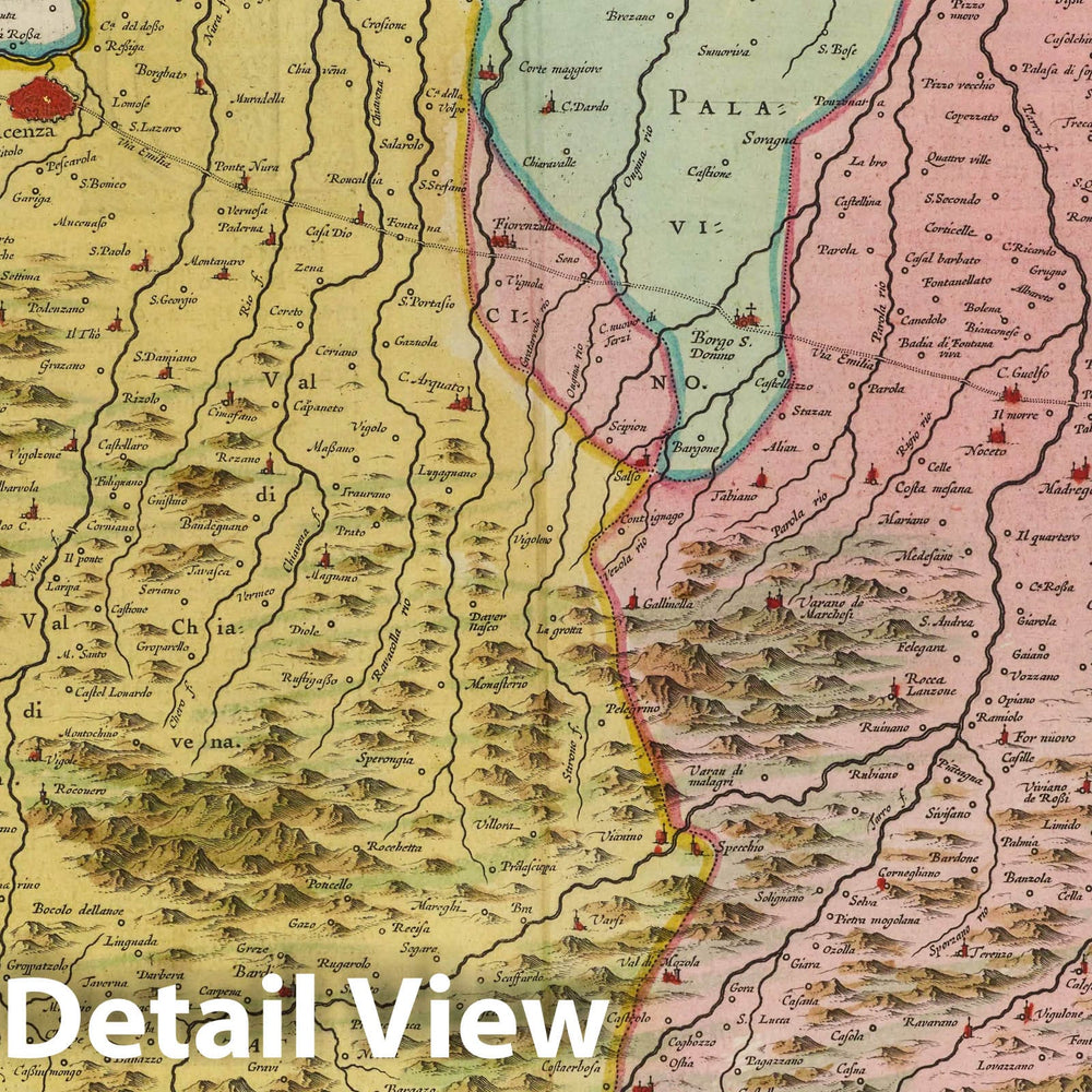 Historic Map : Italy, Parma Region (Italy) Dvcato di Parma et di Piacenza, 1665 Atlas , Vintage Wall Art