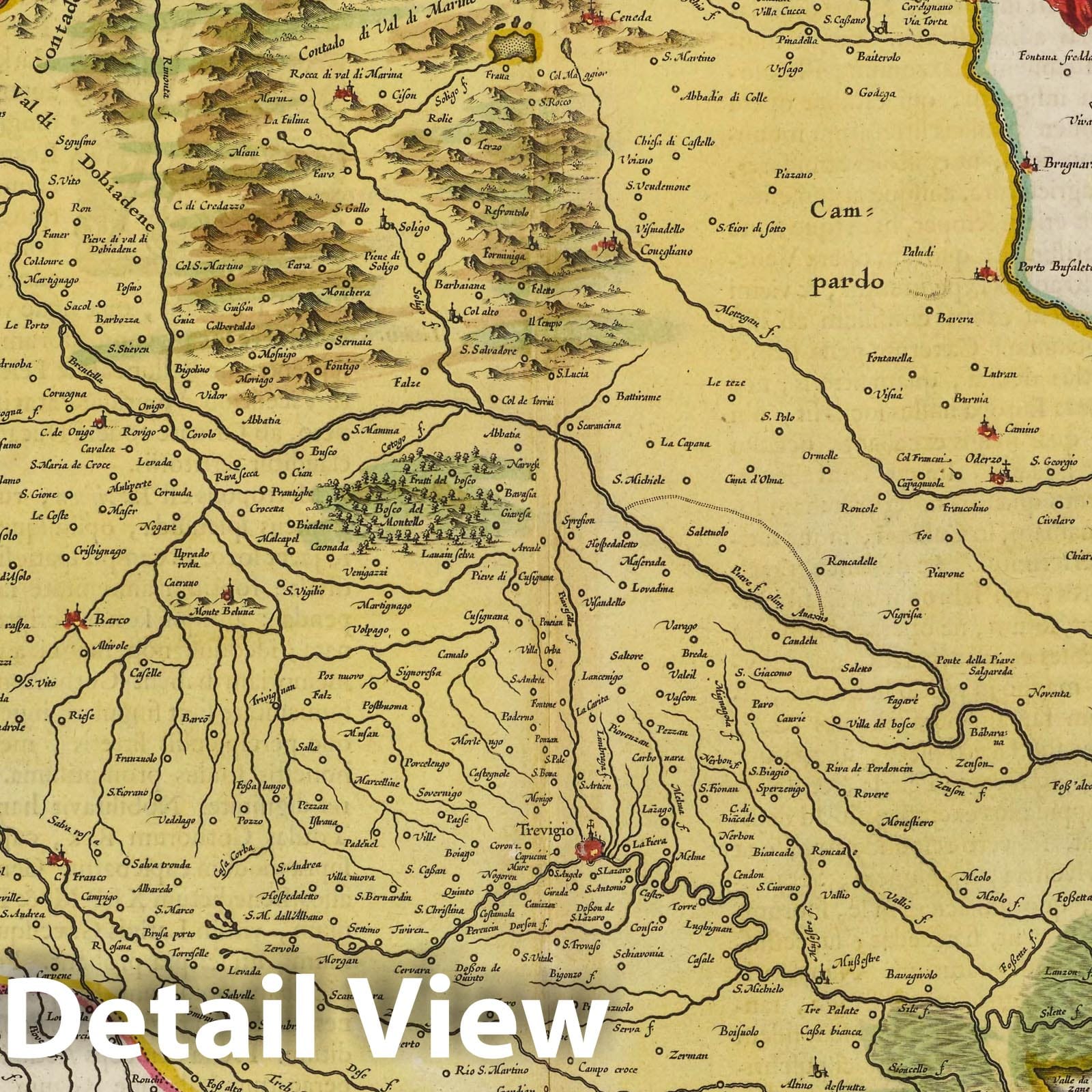 Treviso, 1665 Historical Map Print - Atlas Maior Blaviana Reproduction