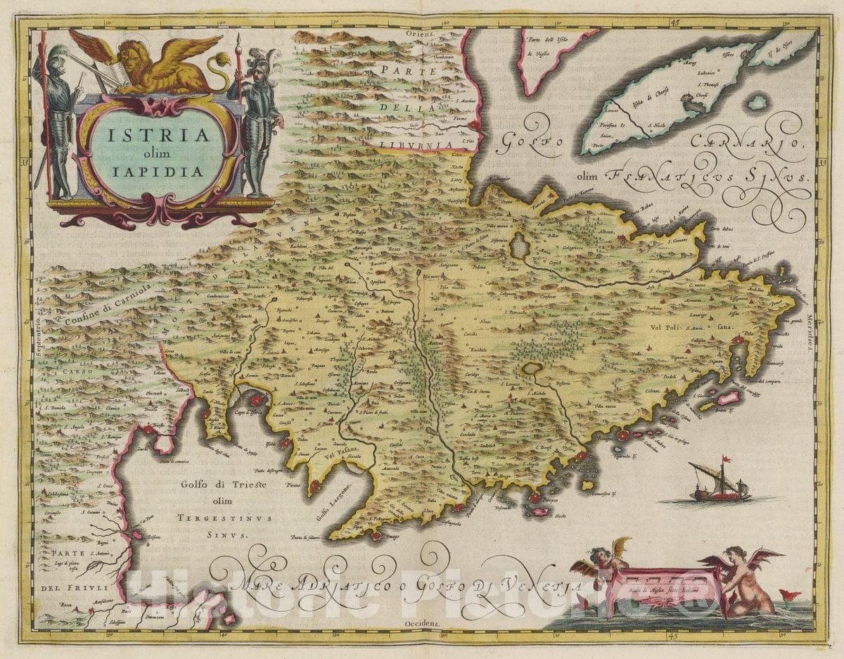 Historic Map : Italy, Istria (Italy) Atlas Maior Sive Cosmographia Blaviana, Qua Solvm, Salvm, Coelvm, Accvratissime Describvntvr. Istria olim Iapidia , Vintage Wall Art