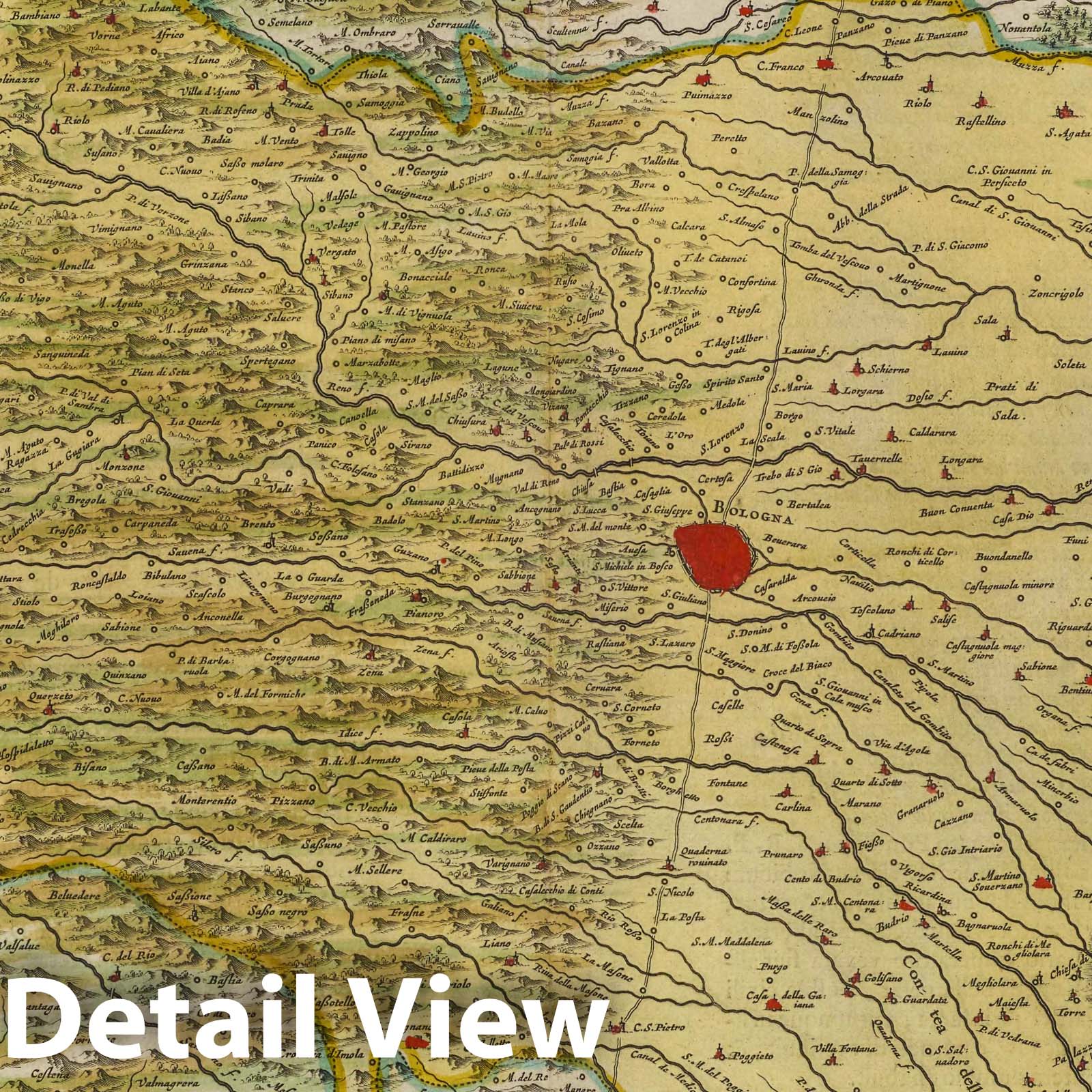 Bologna, 1665 - Historical Map Print from Blaeu's Atlas Maior