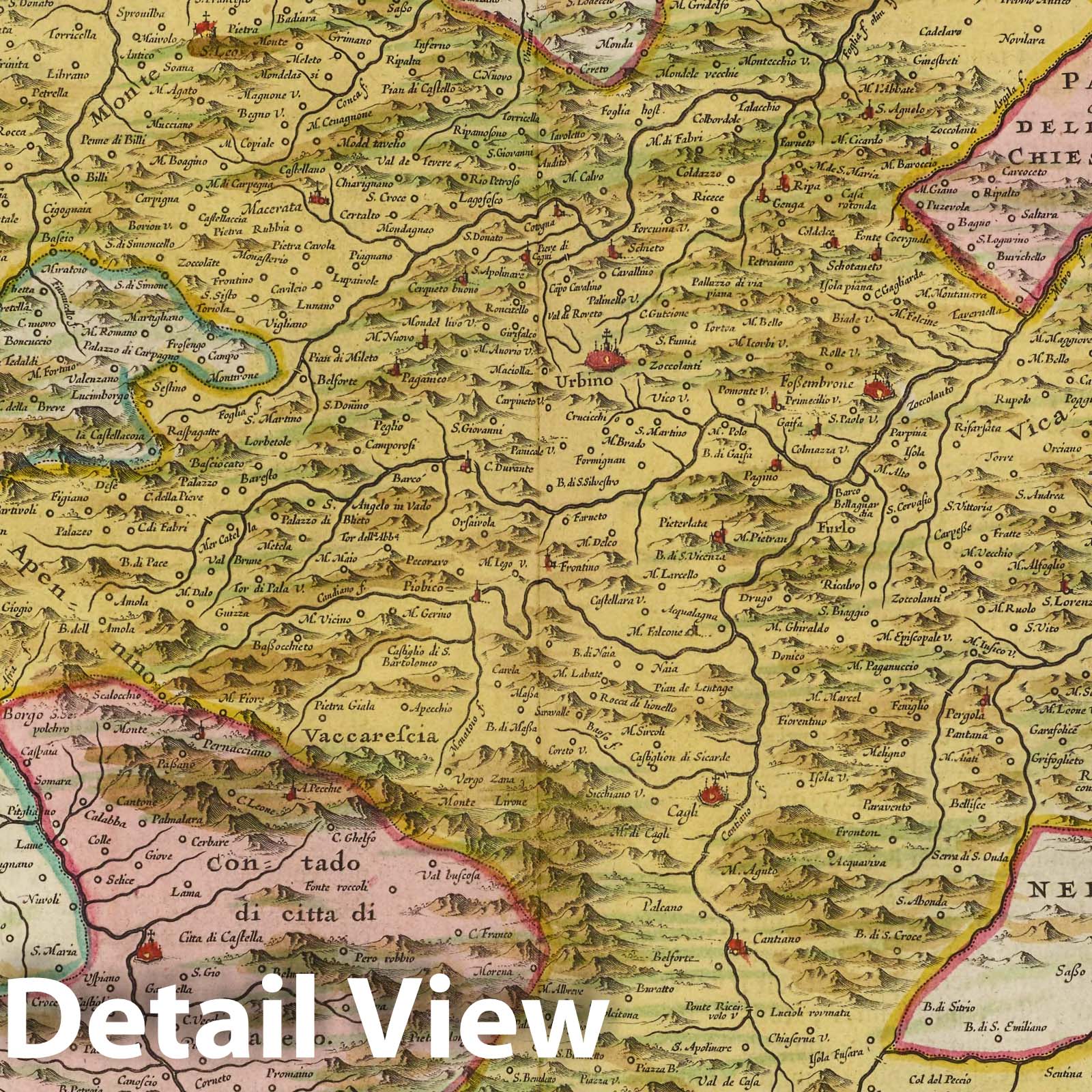 Duchy of Urbino, 1665 - Historical Map Print from Blaeu's Atlas Maior