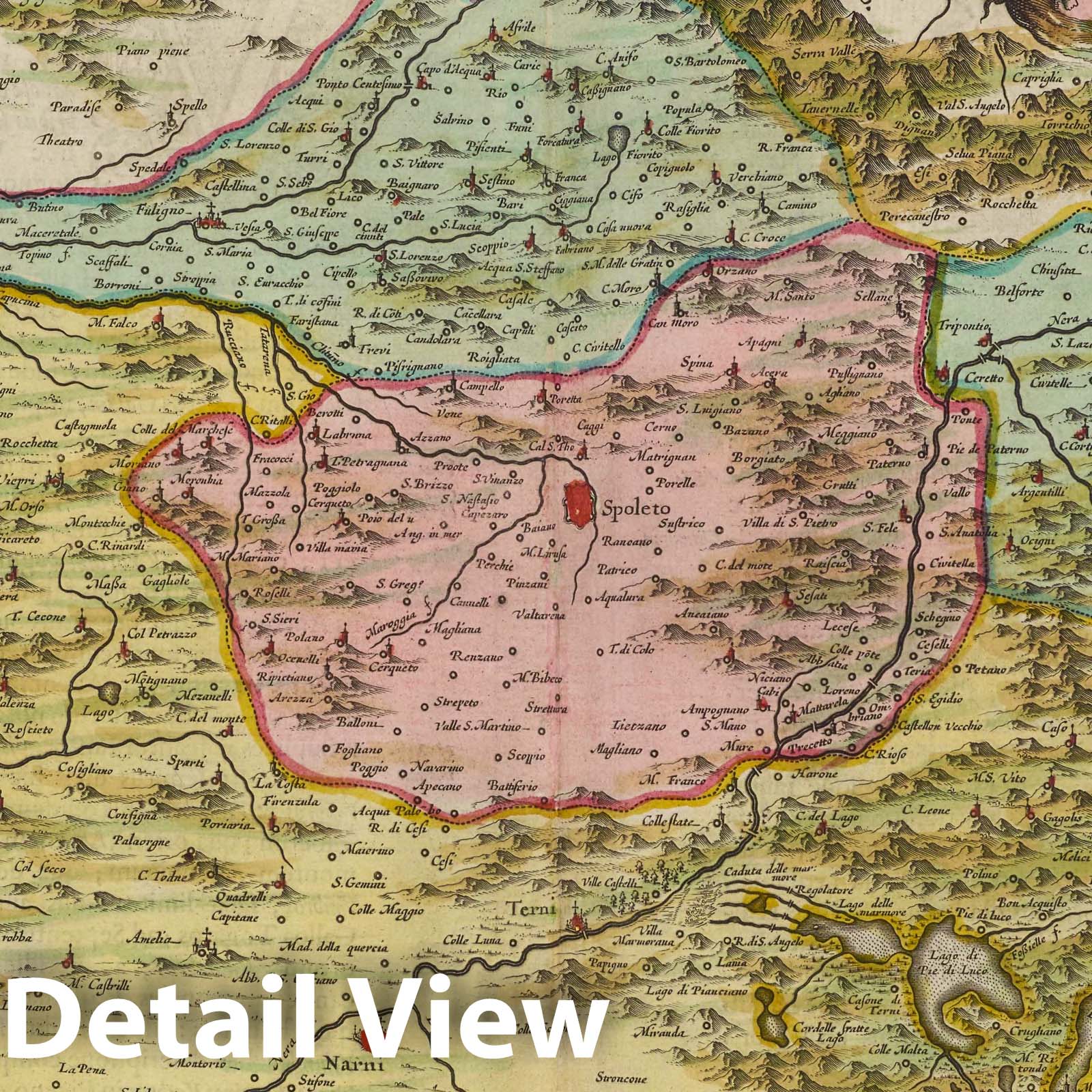 Umbria and Spoleto, Italy 1665 Historical Map Print