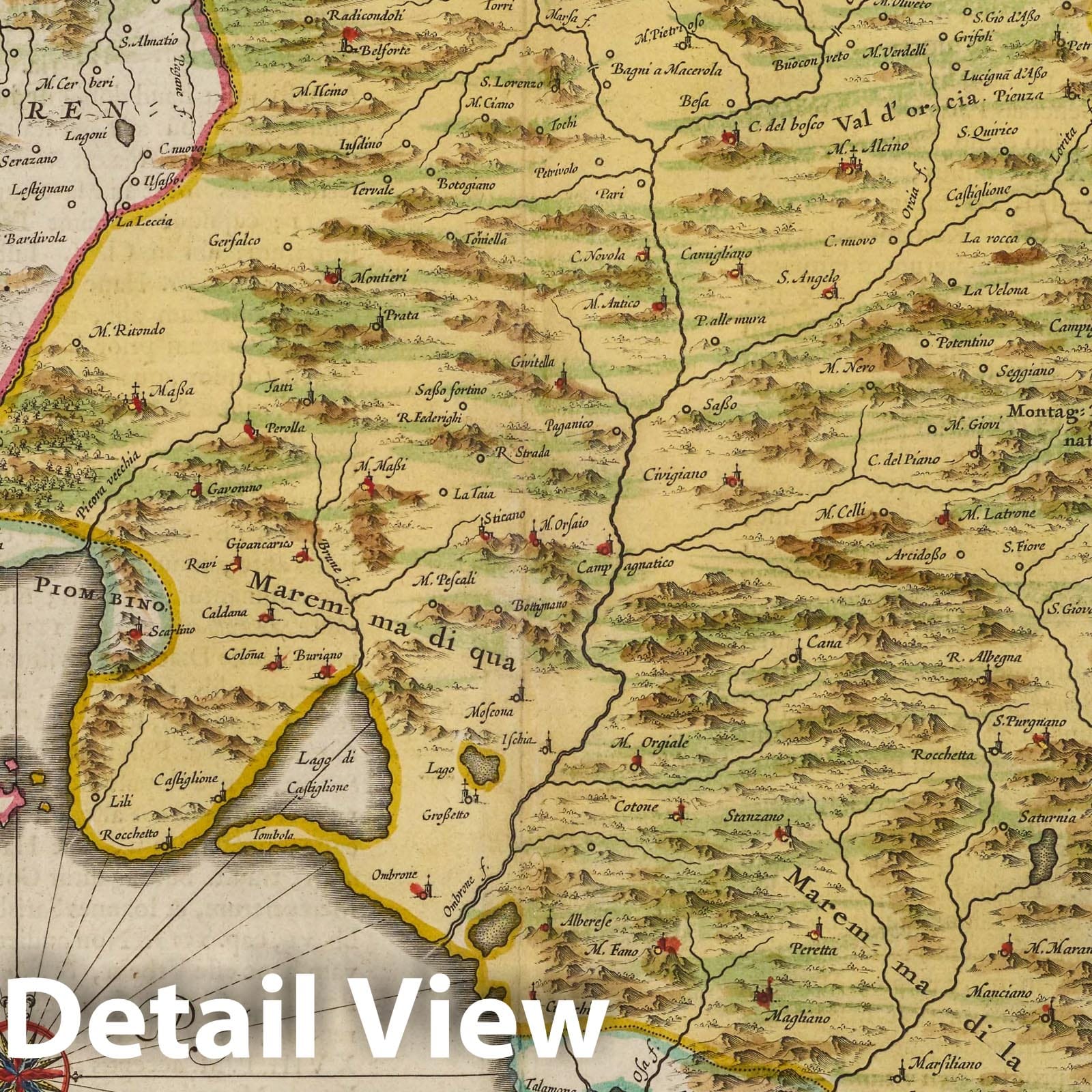 Siena Territory and Castro Duchy, Italy, 1665 - Historical Map Reproduction