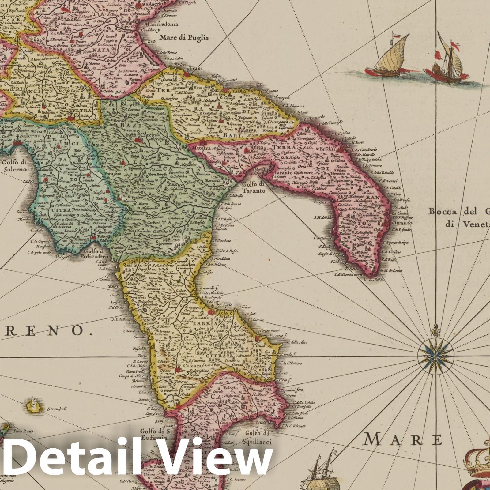 Naples, 1665 - Historical Map Print from Blaeu's Atlas Maior