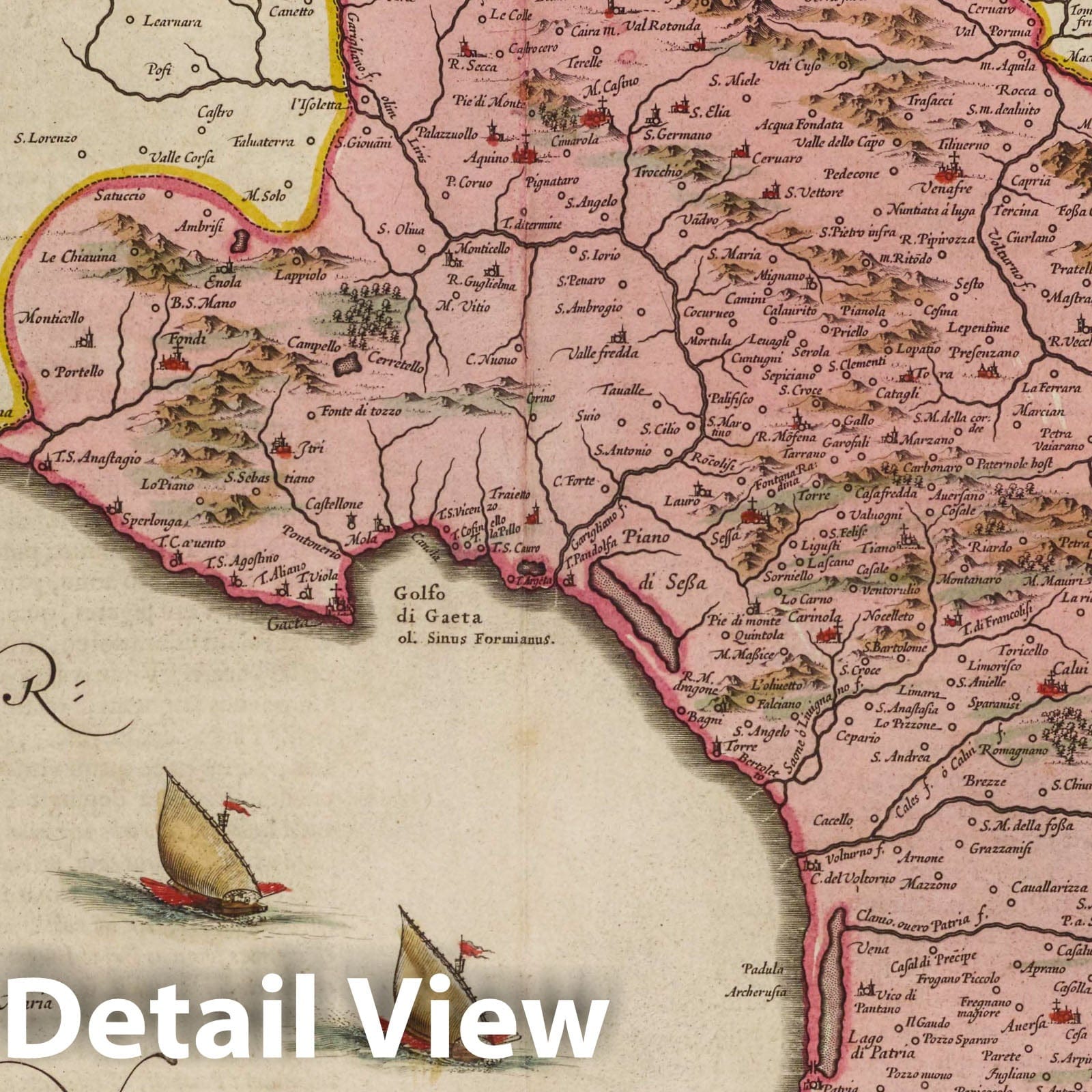 Terra di Lavoro, 1665 - Historical Map Print from Blaeu's Atlas Maior