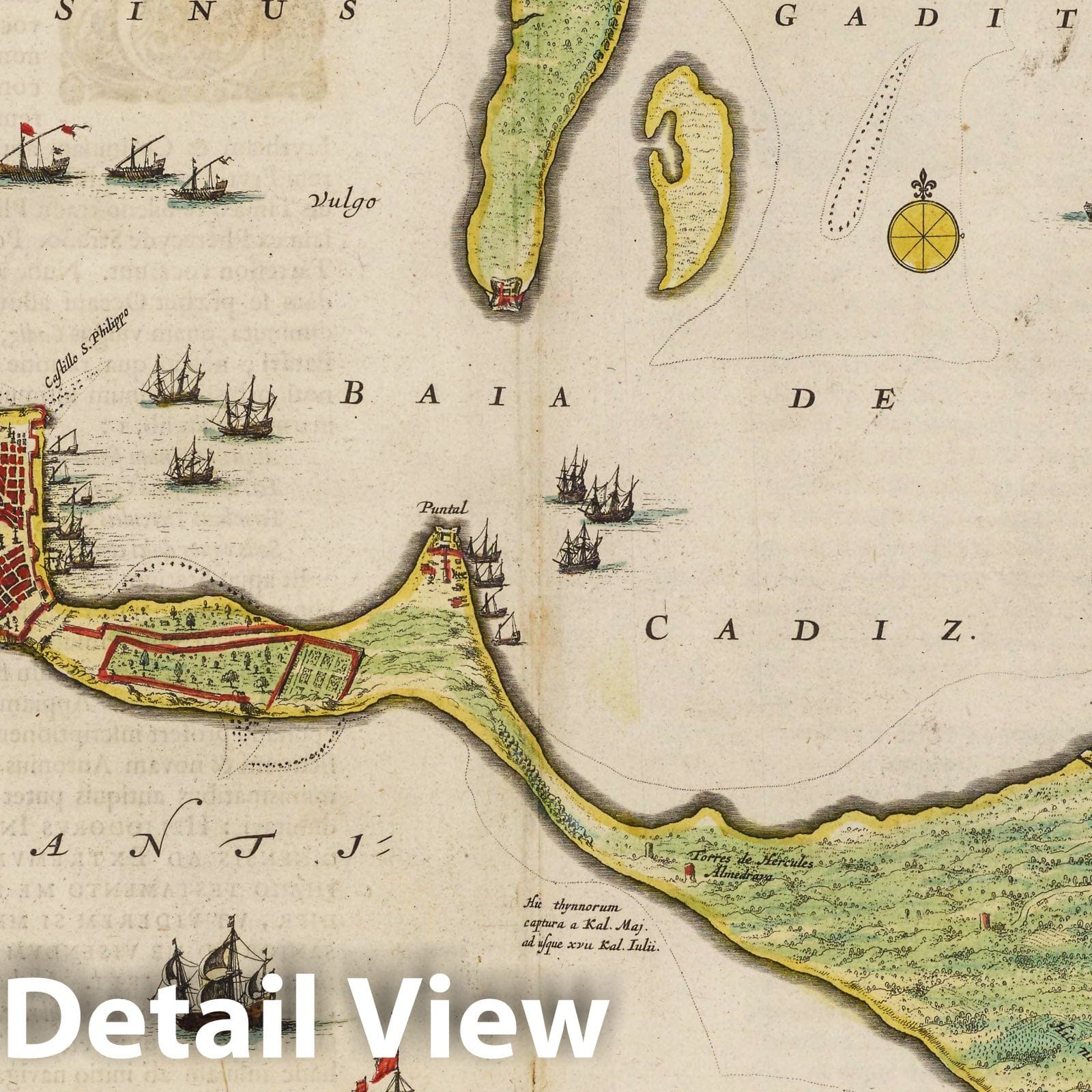 Cadiz Island, Spain 1665 Historical Map Print