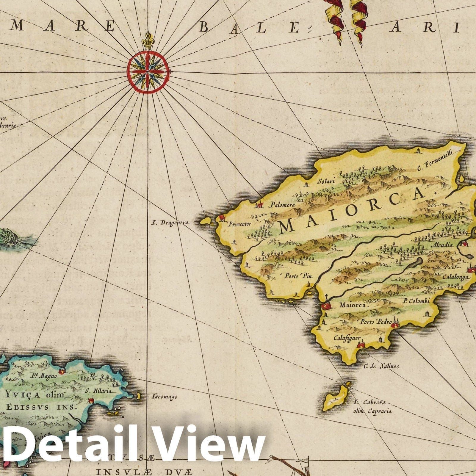 Balearic and Pityusic Islands, Spain 1665 Historical Map Print